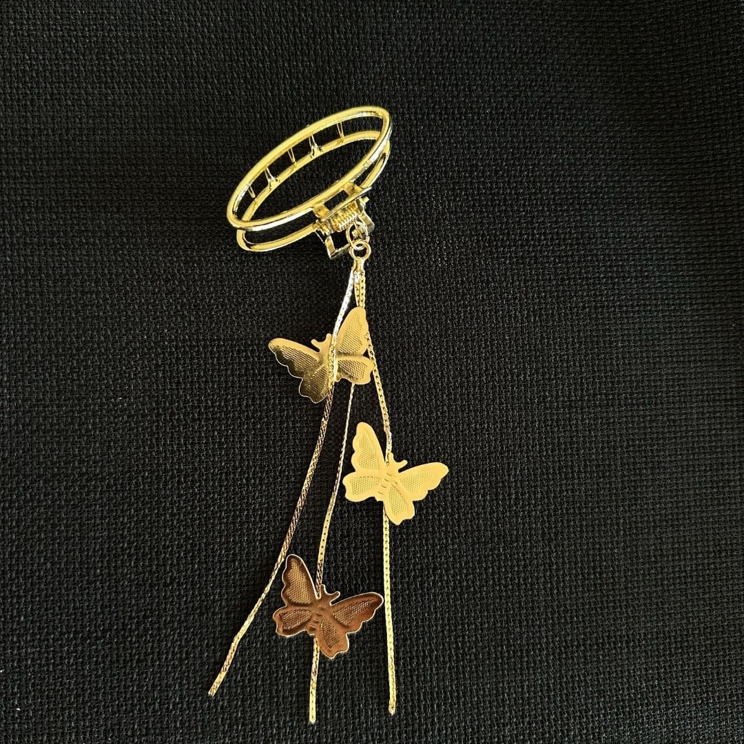 Kelebek Tasarımlı Gold Mandal Toka