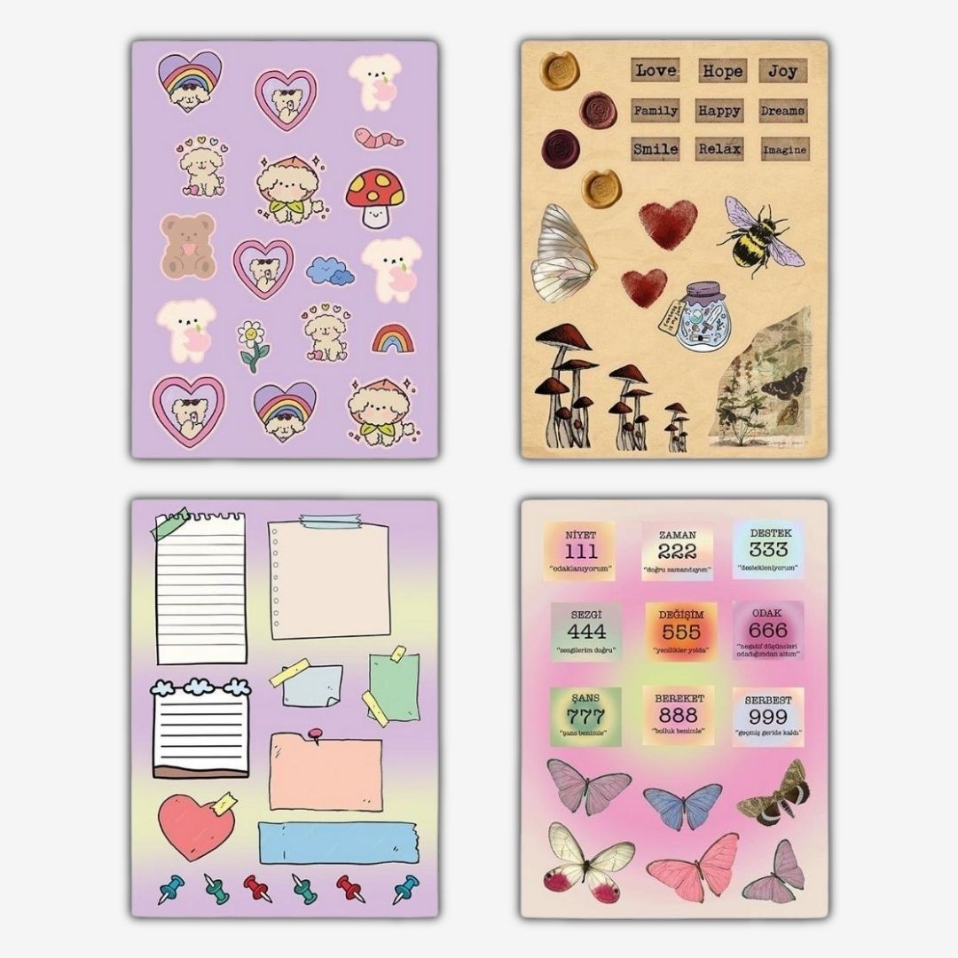 Sticker Book 24 * 17 cm 16 Sayfa Özel Tasarım Rengarenk Sticker Kitabı