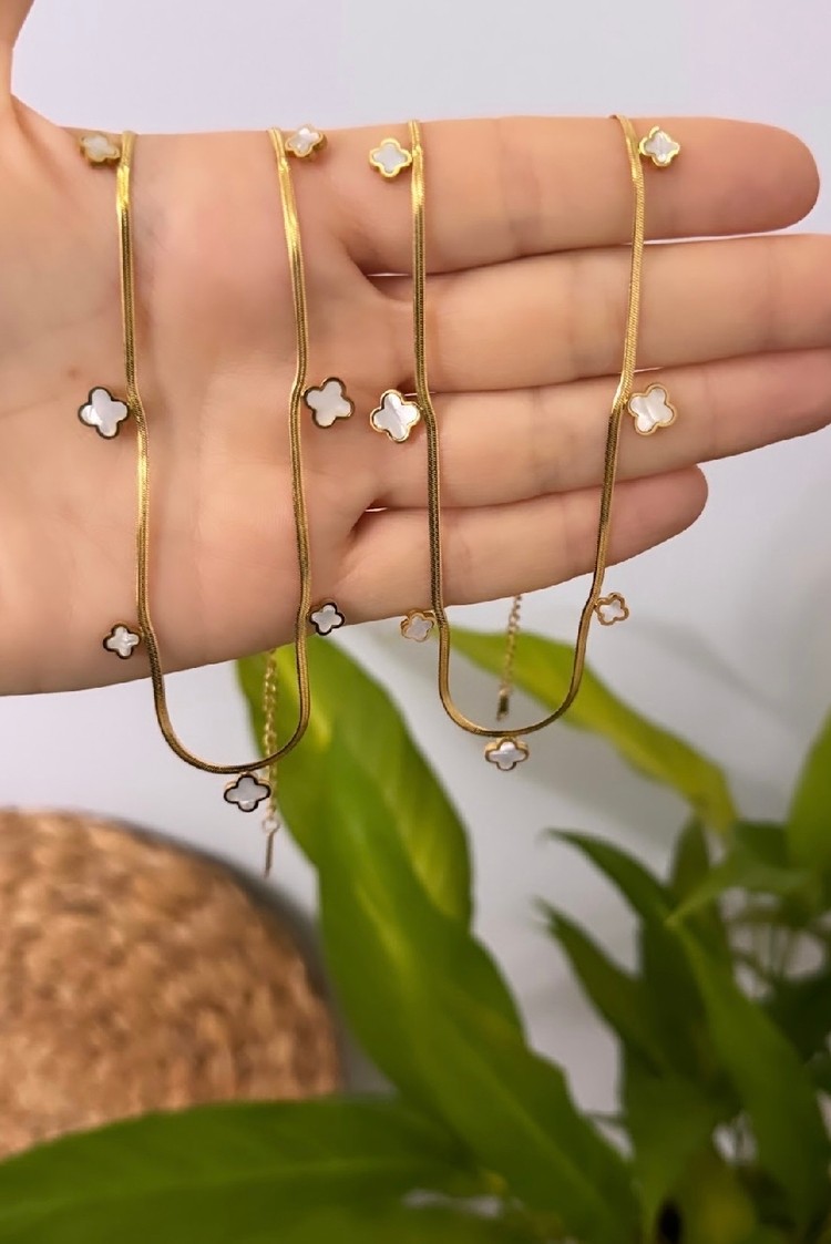İçi Beyaz Gold Kolye | Lina Aksesuar