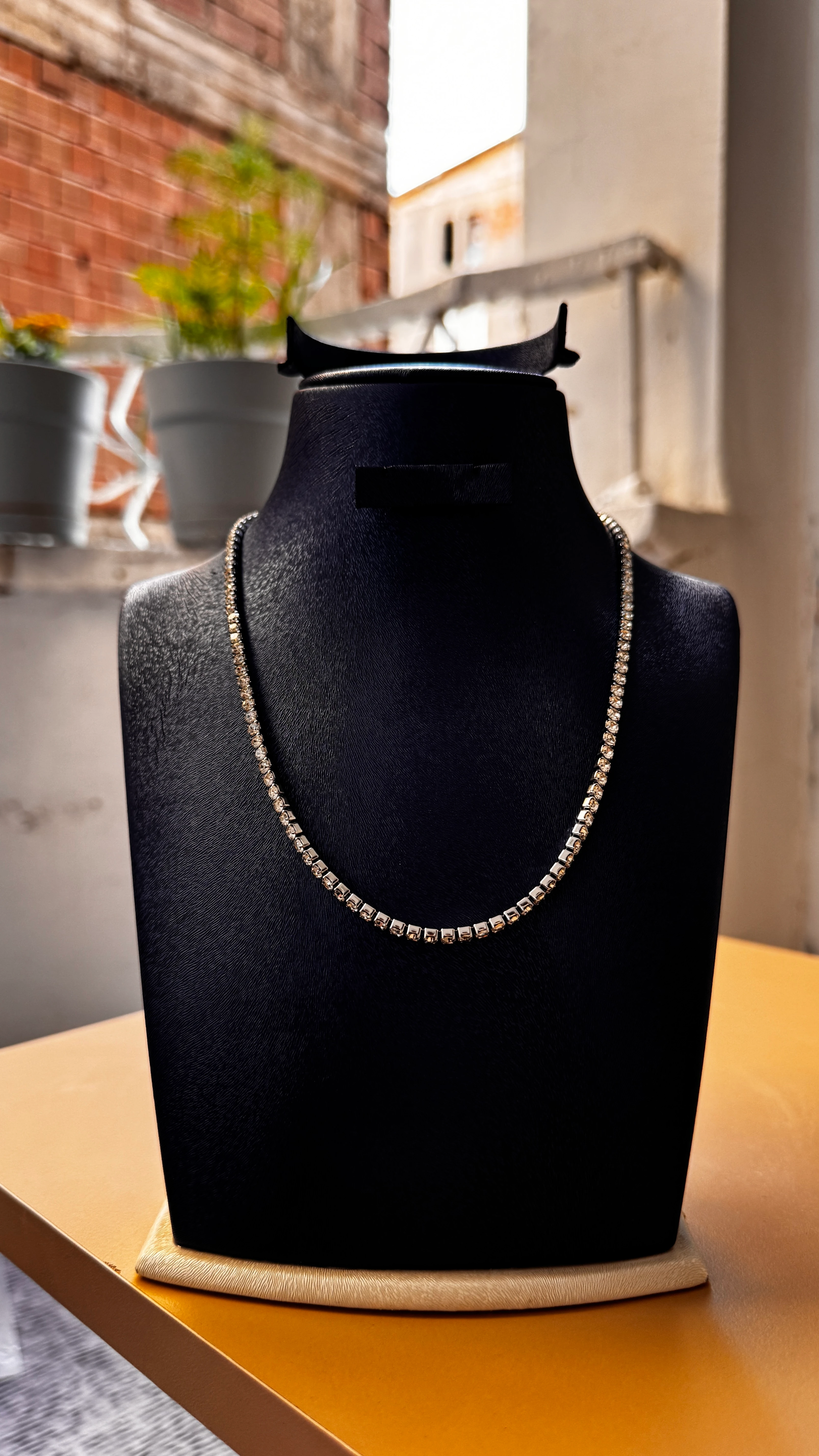 Gümüş Parlak Taşlı Kolye | Lina Aksesuar main variant image