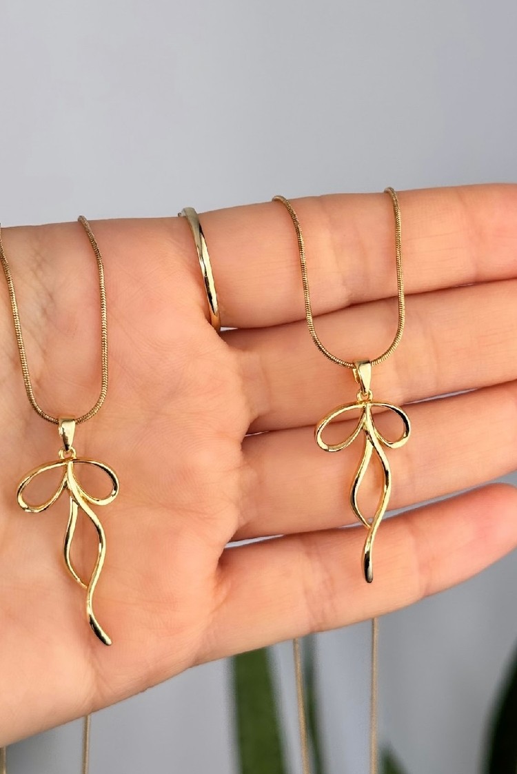 Gold Fiyonk Kolye | Lina Aksesuar
