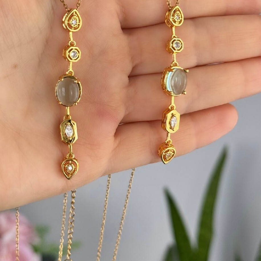 Taşlı Gold Kolye | Lina Aksesuar