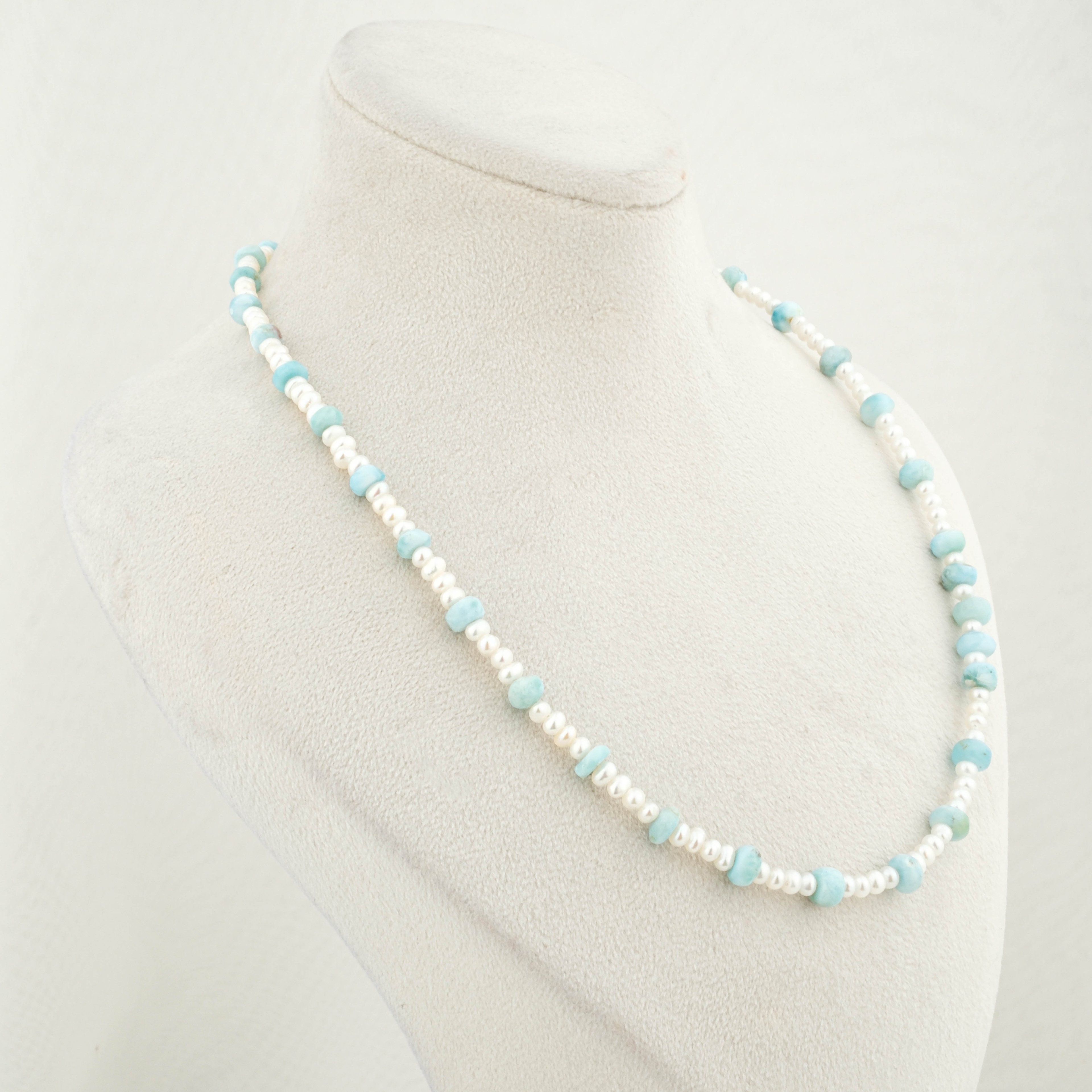 Kum İnci-Larimar Kolye %100 Garantili DoğalTaş 
