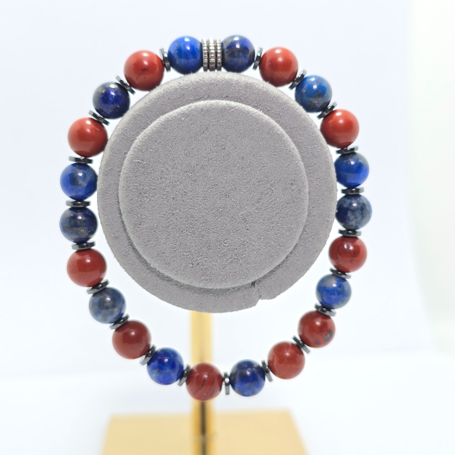 Lapis Lazuli- Jasper  8 mm Özel Tasarım Doğal Taş Bileklik