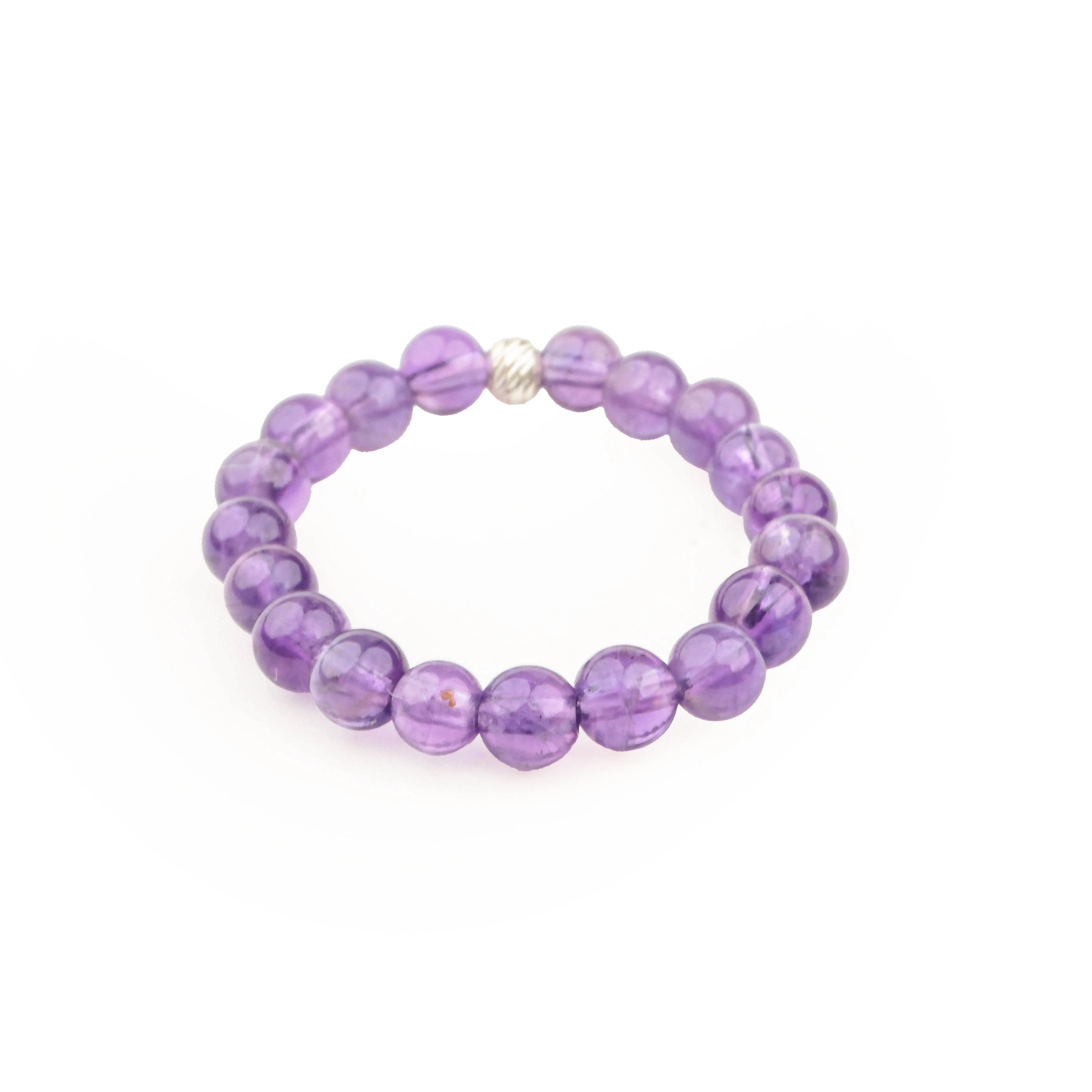 Ametist Kadın Yüzük Esnek Misinalı Garantili DoğalTaş 925Ayar Gümüş Aparat