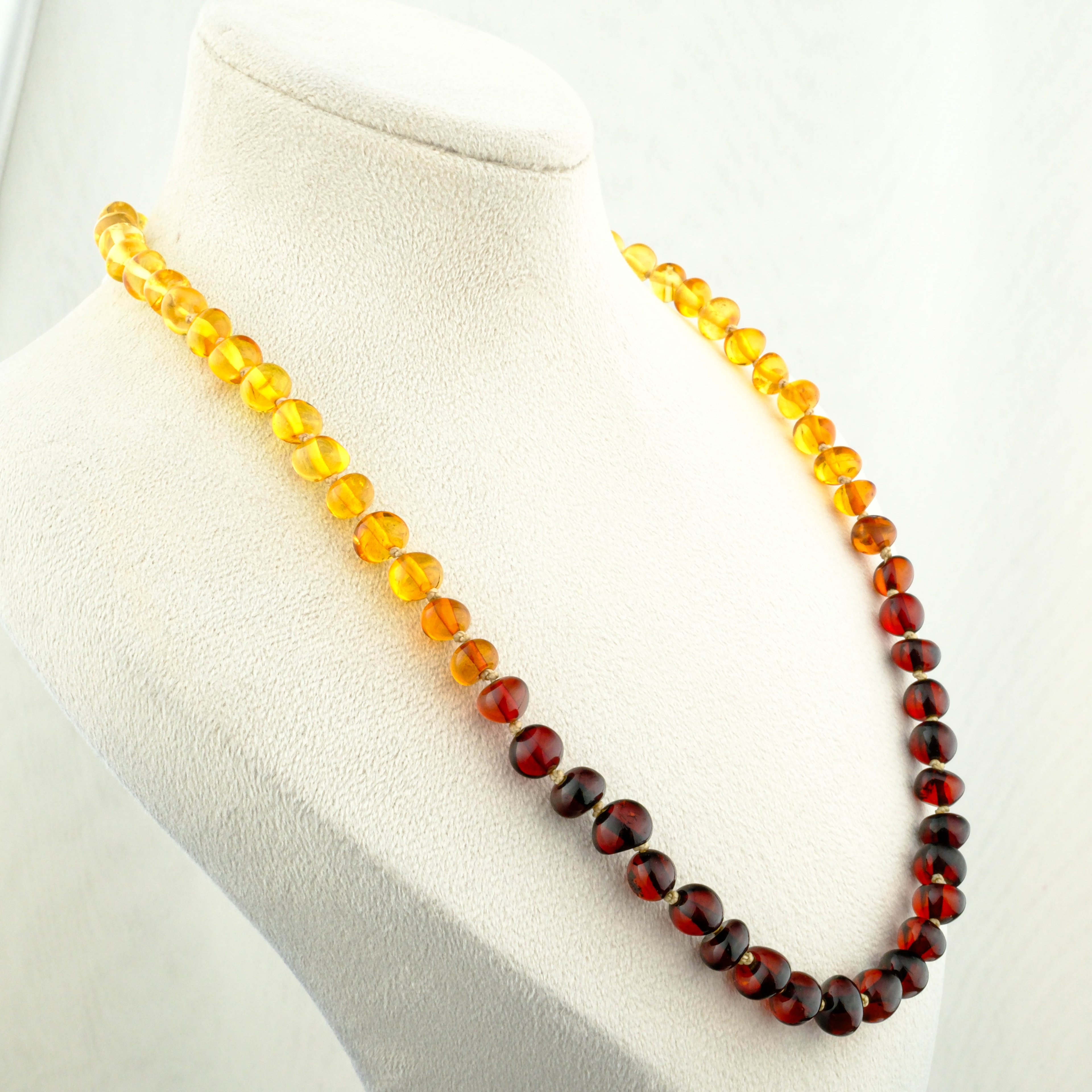 Damla Kehribar Kolye %100 Garantili Amorf Kesim Renk Geçişli -45 cm