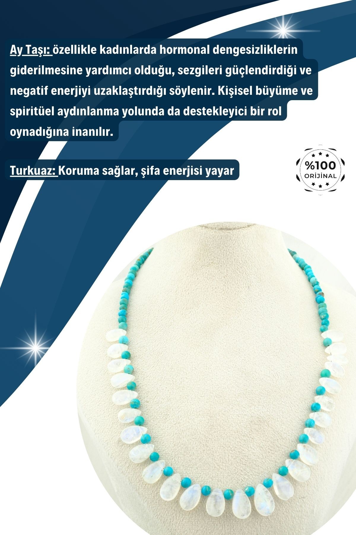 Aytaşı-Turkuaz Kolye %100 Garantili DoğalTaş 