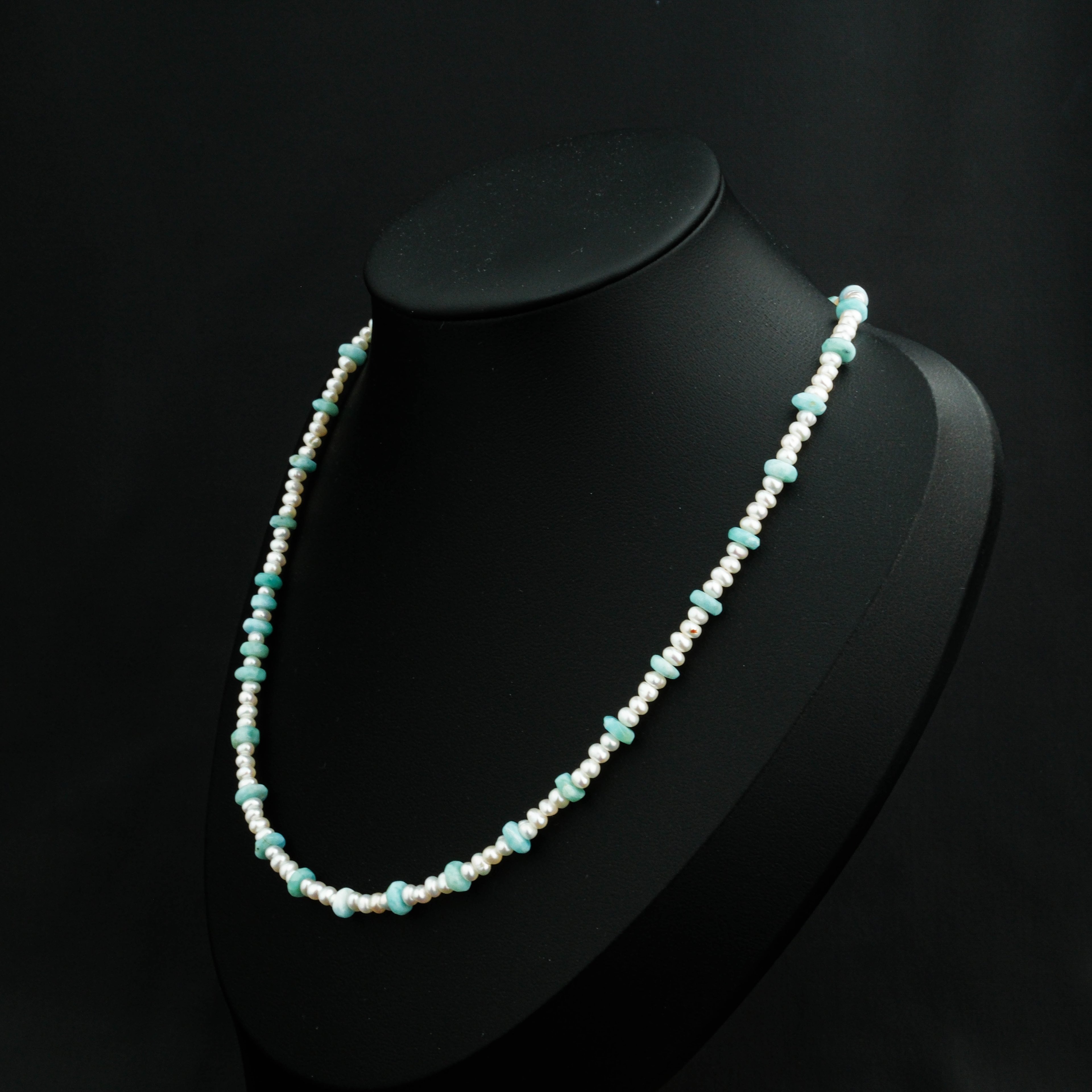 Kum inci-Larimar Kolye %100 Garantili DoğalTaş 