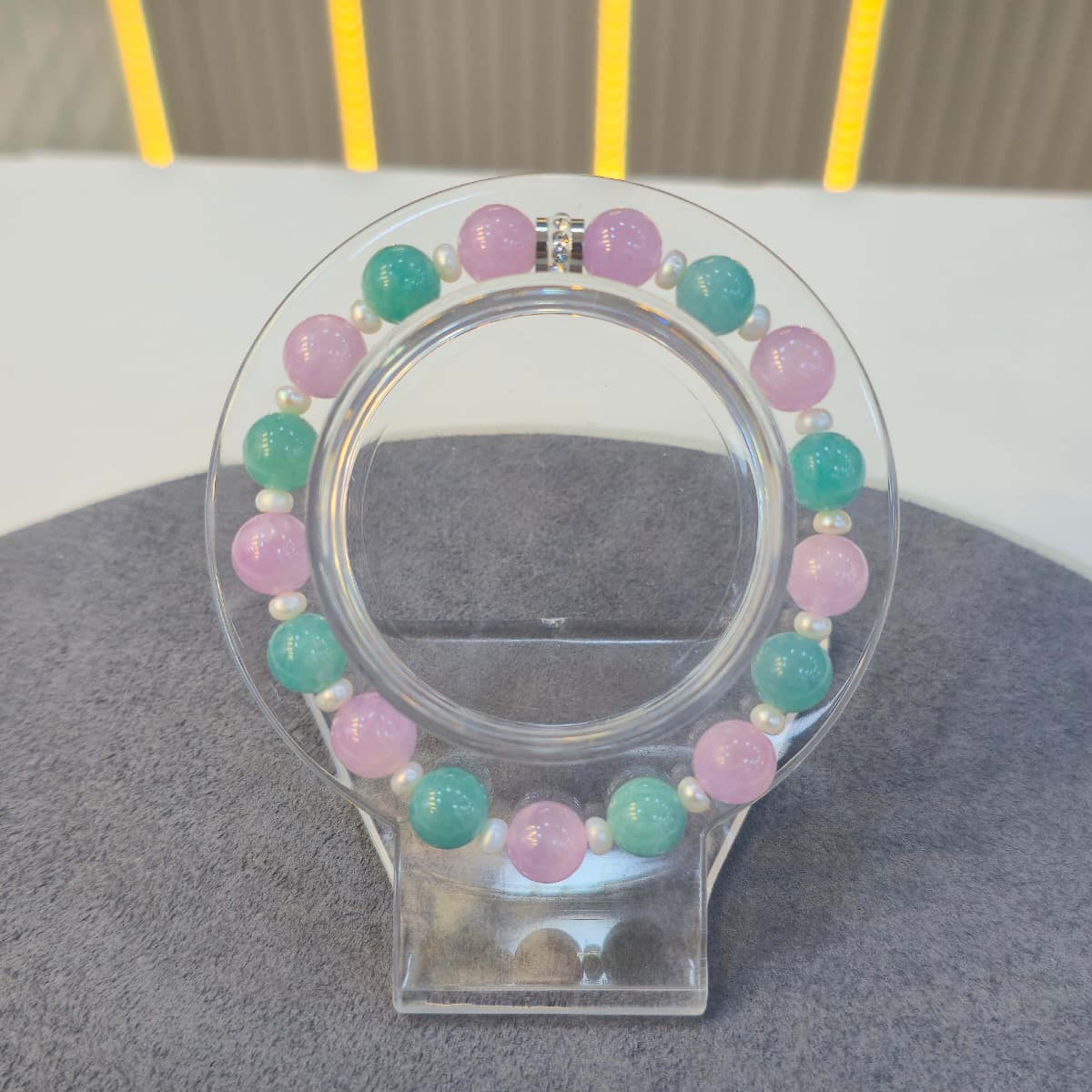 Kunzit Amazonit İnci Bileklik