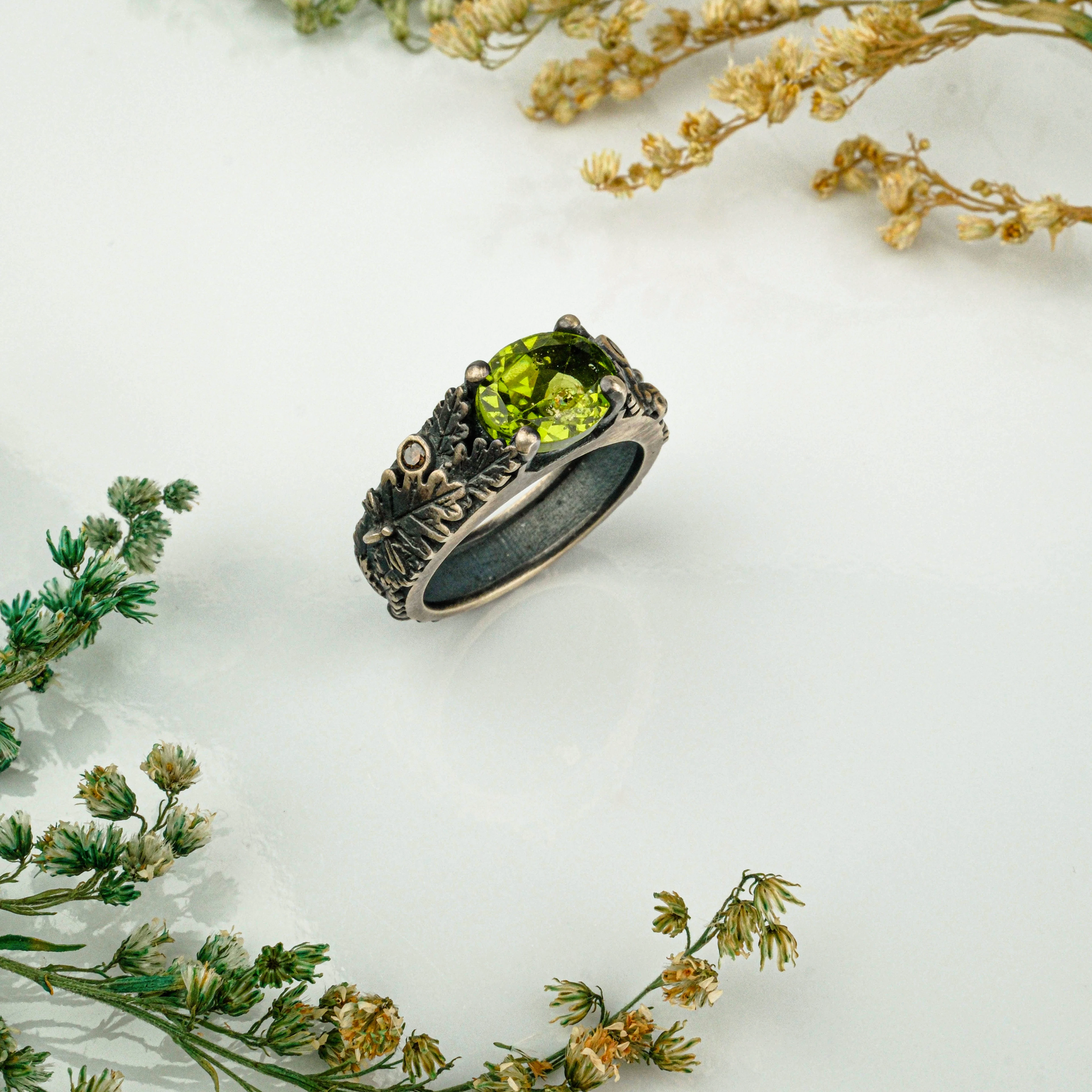 Zeberced Özel 3D Tasarım Kadın Yüzük 925 Ayar Gümüş