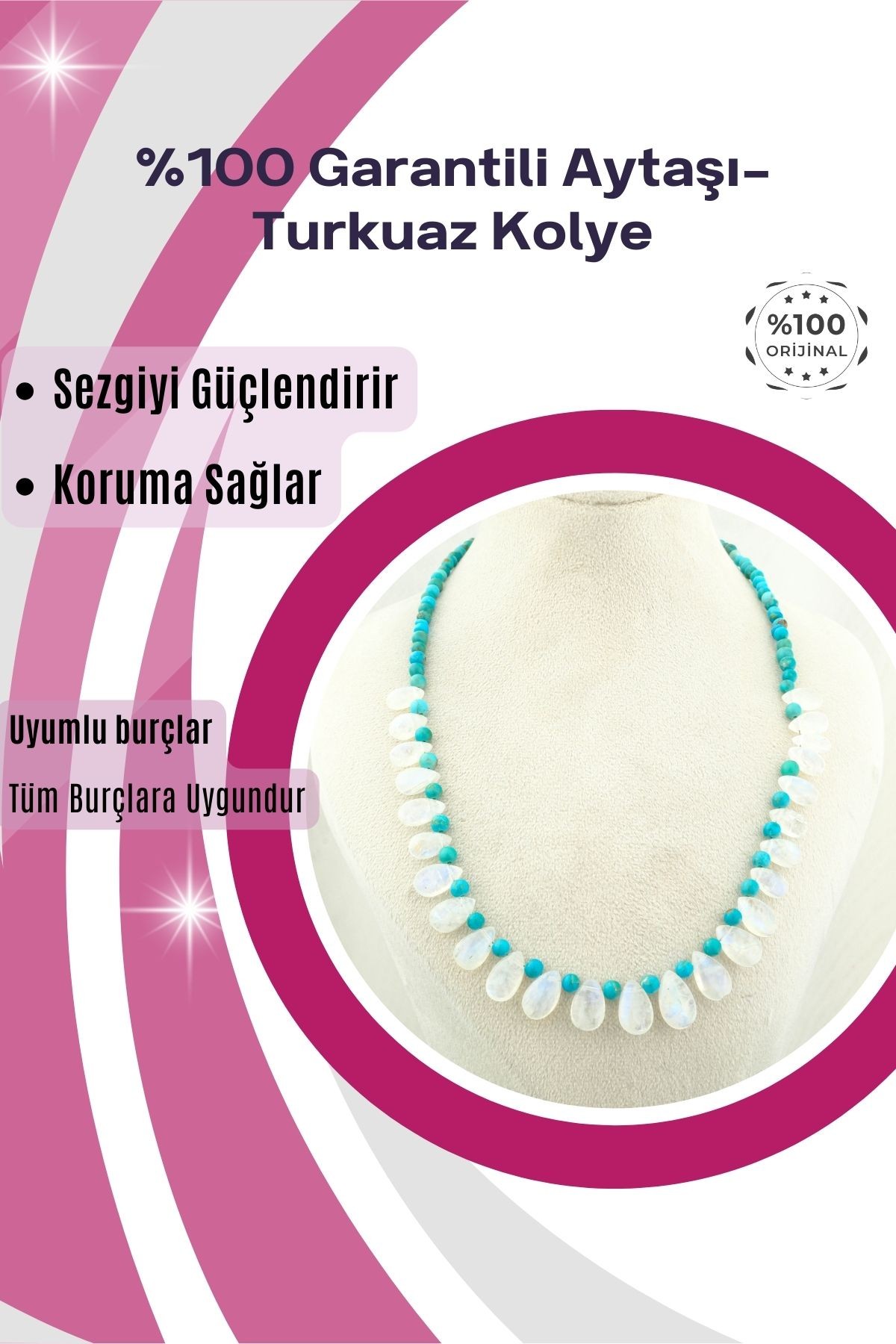 Aytaşı-Turkuaz Kolye %100 Garantili DoğalTaş 