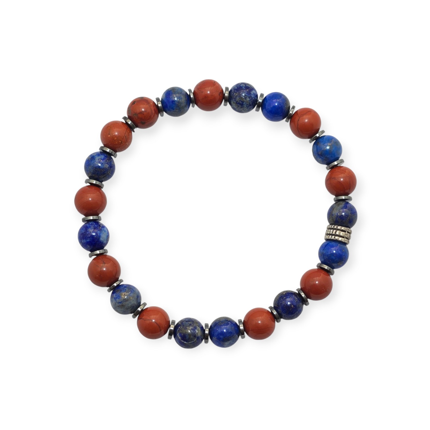 Lapis Lazuli- Jasper  8 mm Özel Tasarım Doğal Taş Bileklik