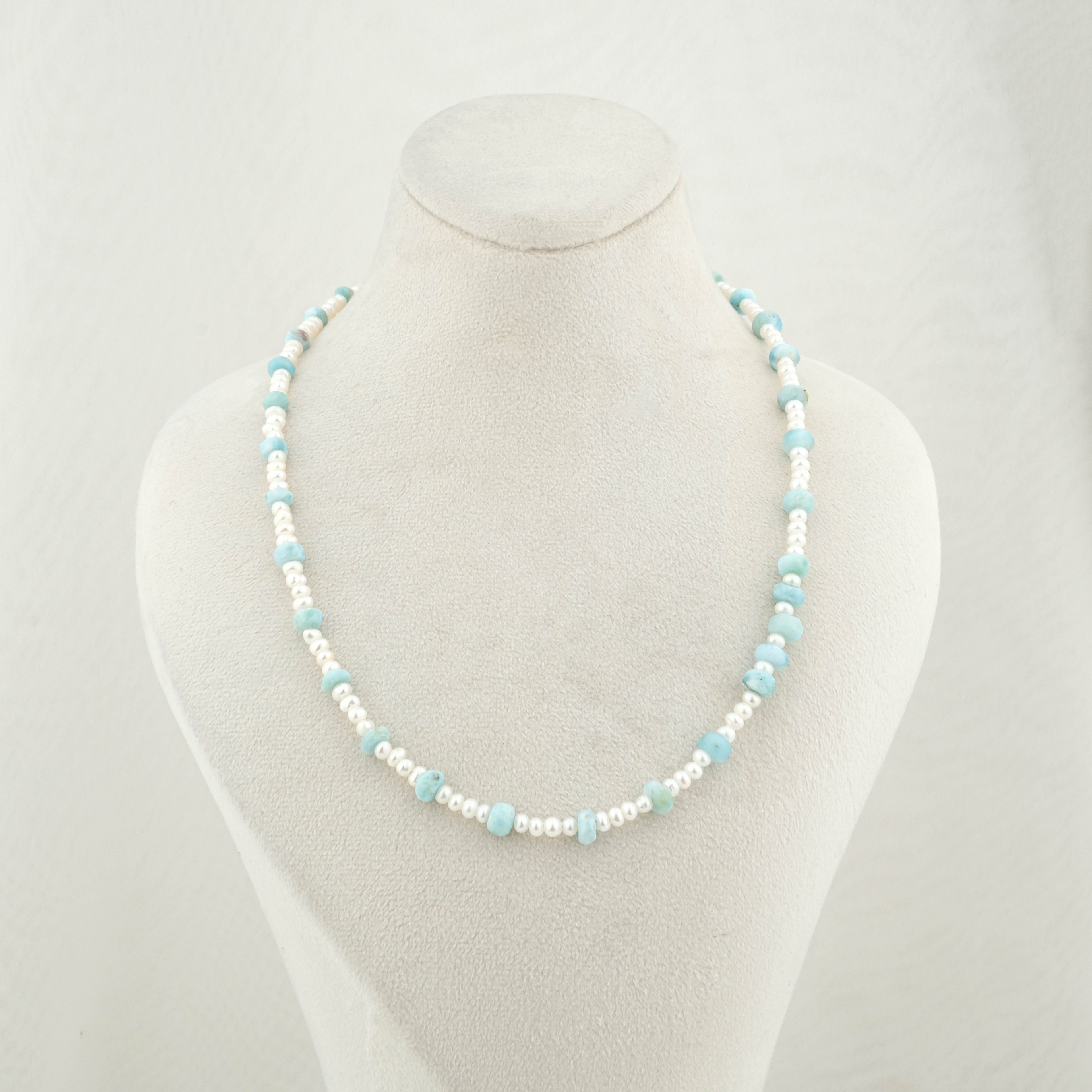 Kum İnci-Larimar Kolye %100 Garantili DoğalTaş 