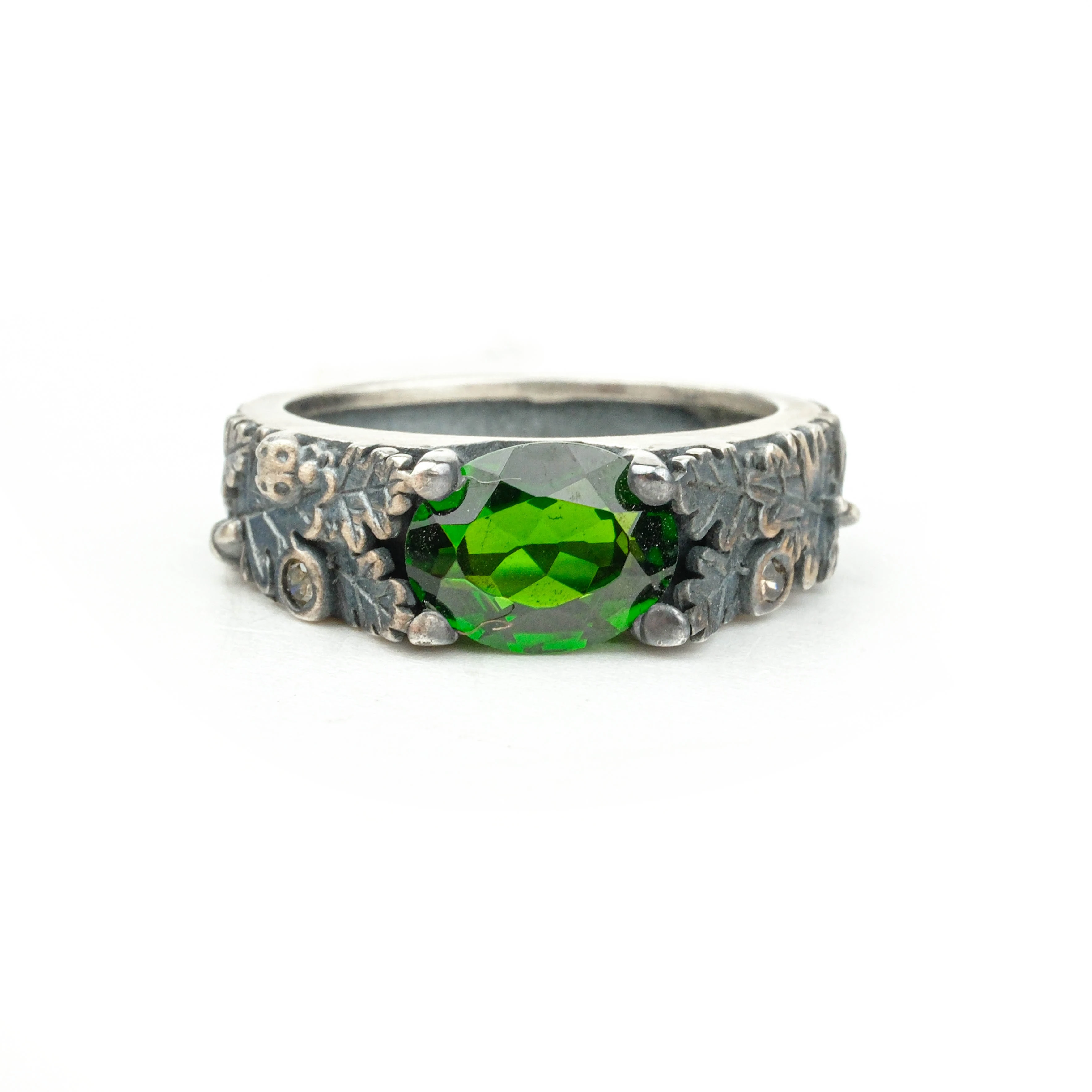 Yeşil Turmalin Özel 3D Tasarım Kadın Yüzük Garantili DoğalTaş 925Ayar Gümüş