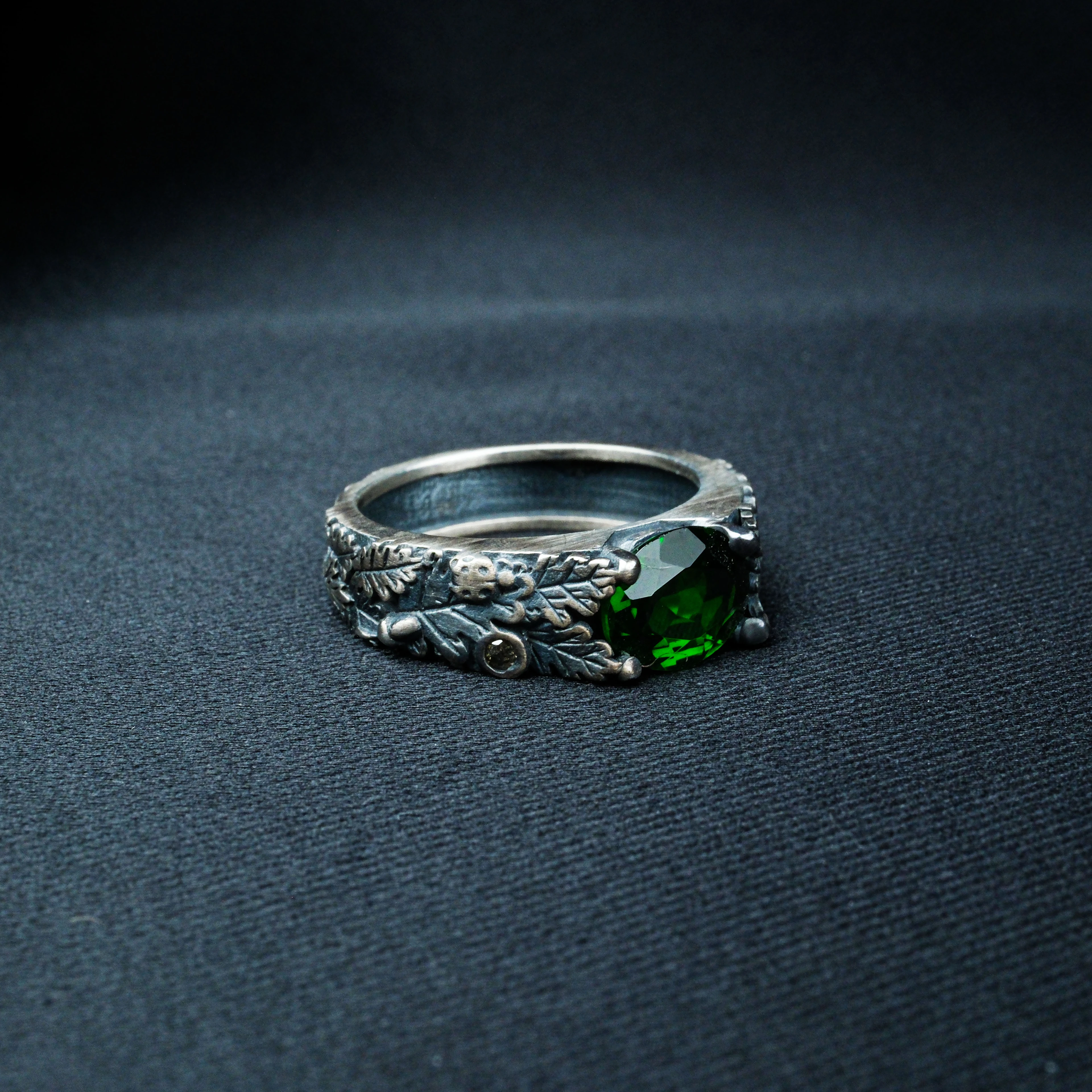 Yeşil Turmalin Özel 3D Tasarım Kadın Yüzük Garantili DoğalTaş 925Ayar Gümüş