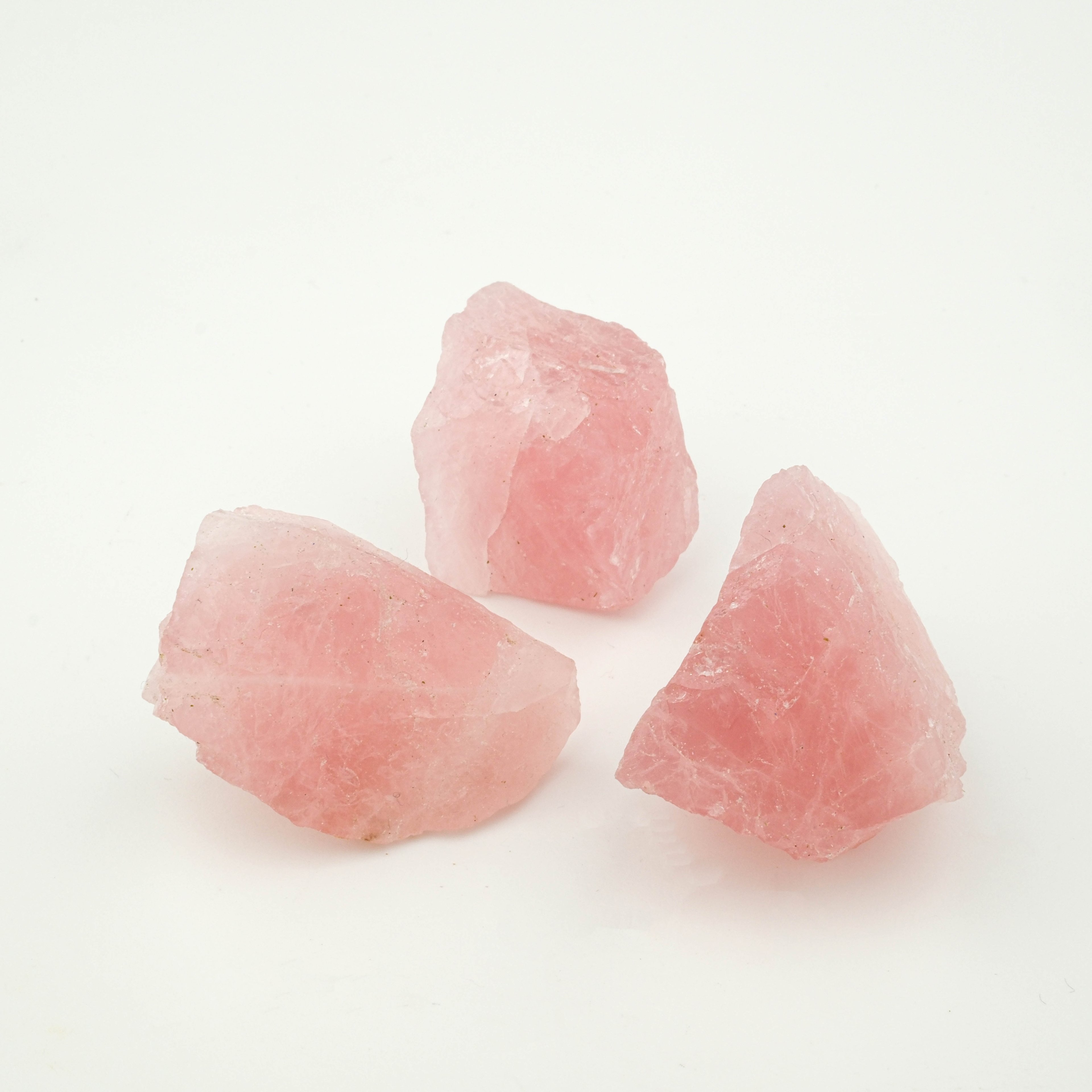 Pembe Kuvars 3 Adet Ham Parça %100 Garantili DoğalTaş