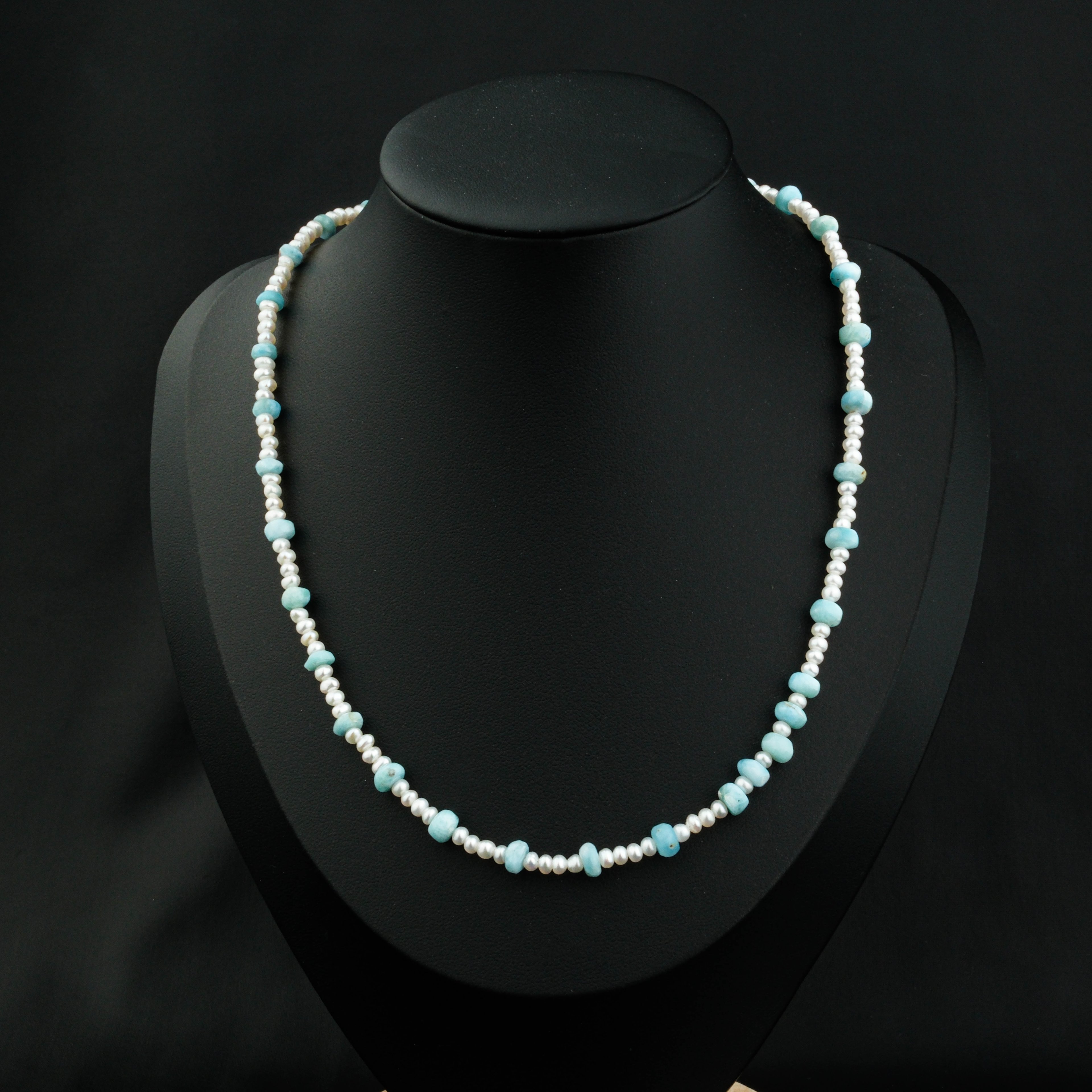 Kum İnci-Larimar Kolye %100 Garantili DoğalTaş 