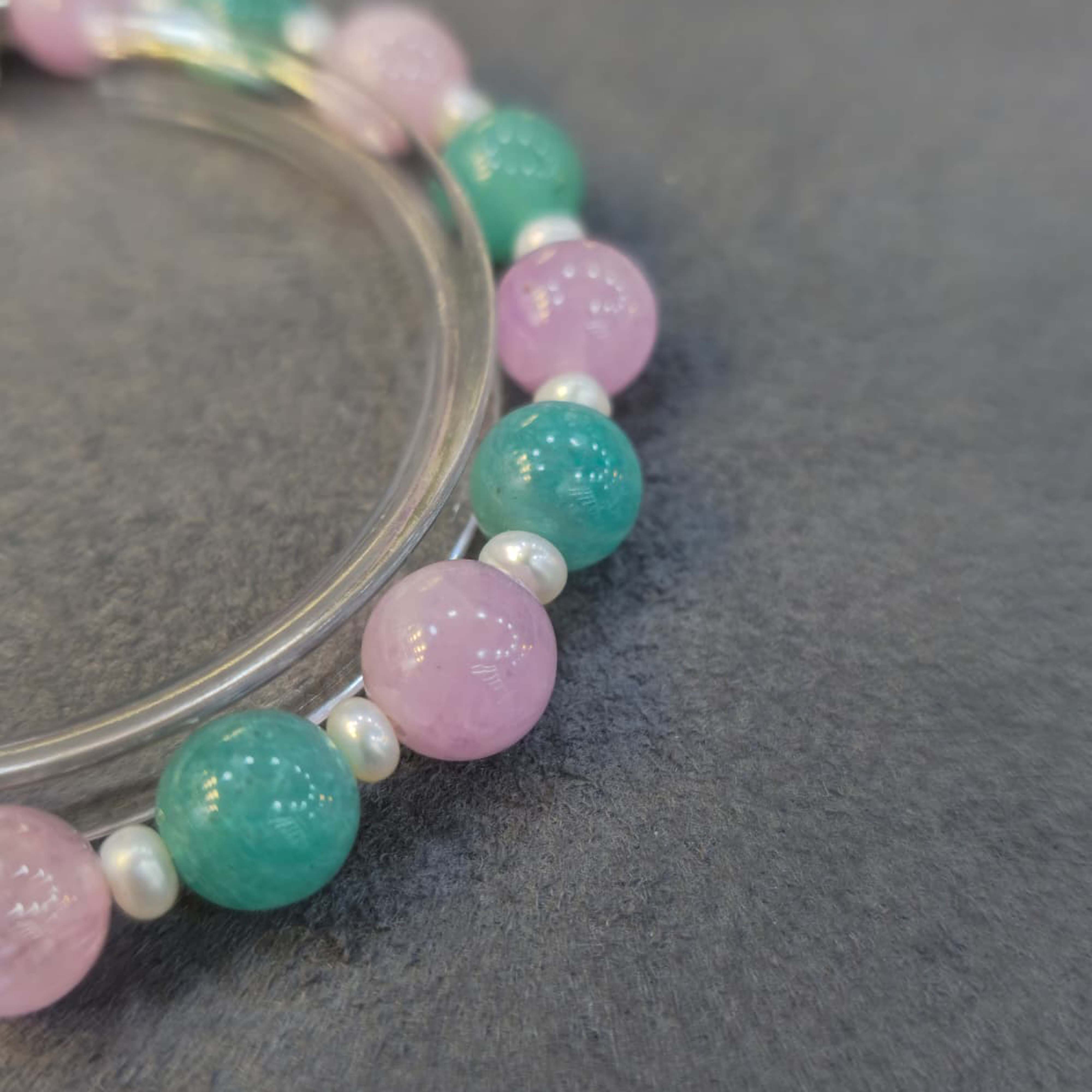 Kunzit Amazonit İnci Bileklik