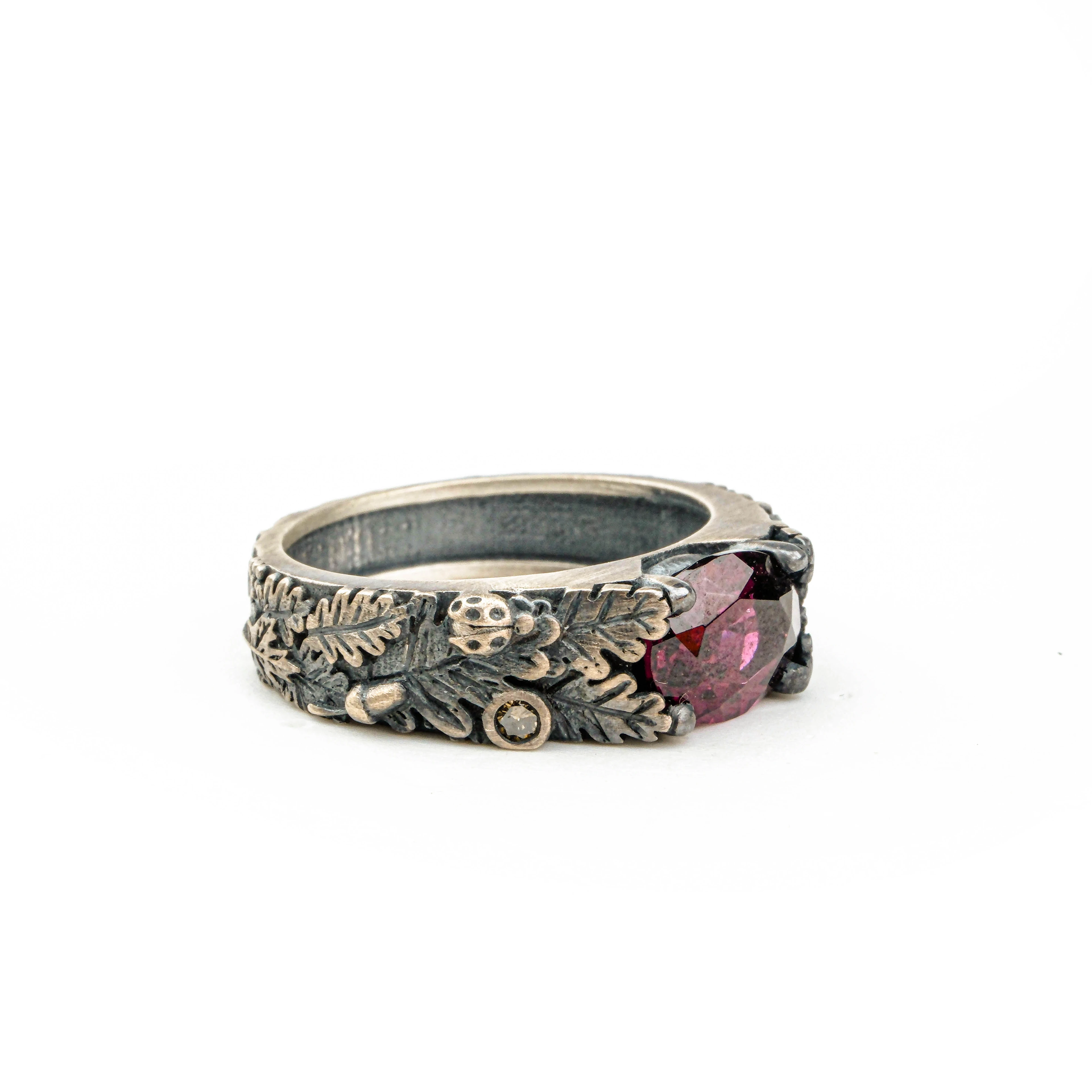 Yakut Özel 3D Tasarım Kadın Yüzük Garantili DoğalTaş 925Ayar Gümüş