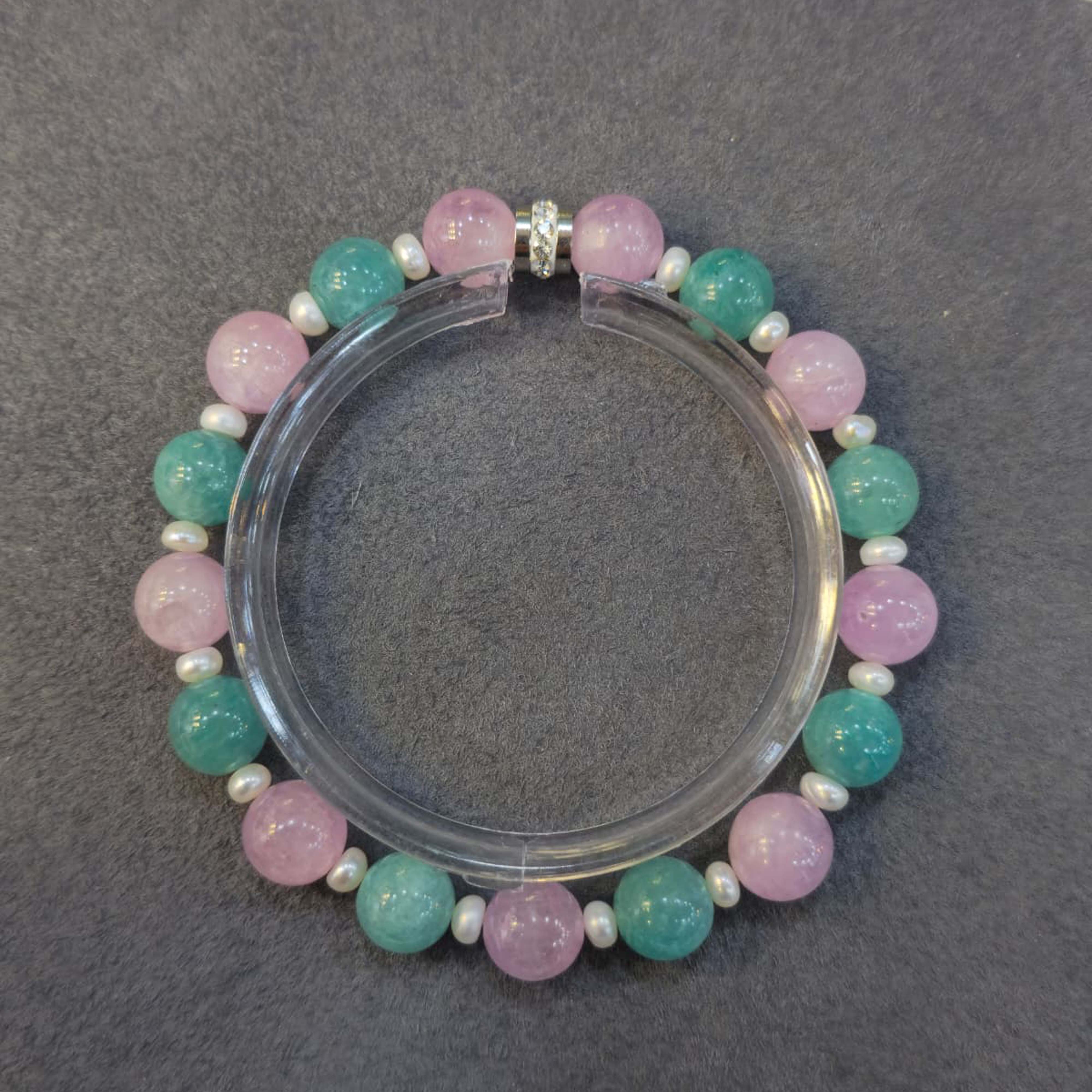 Kunzit Amazonit İnci Bileklik
