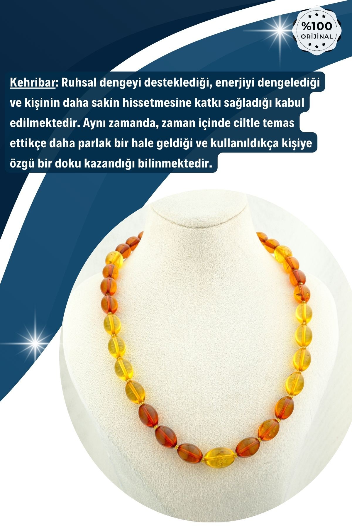Damla Kehribar Kolye %100 Garantili Kapsül Kesim