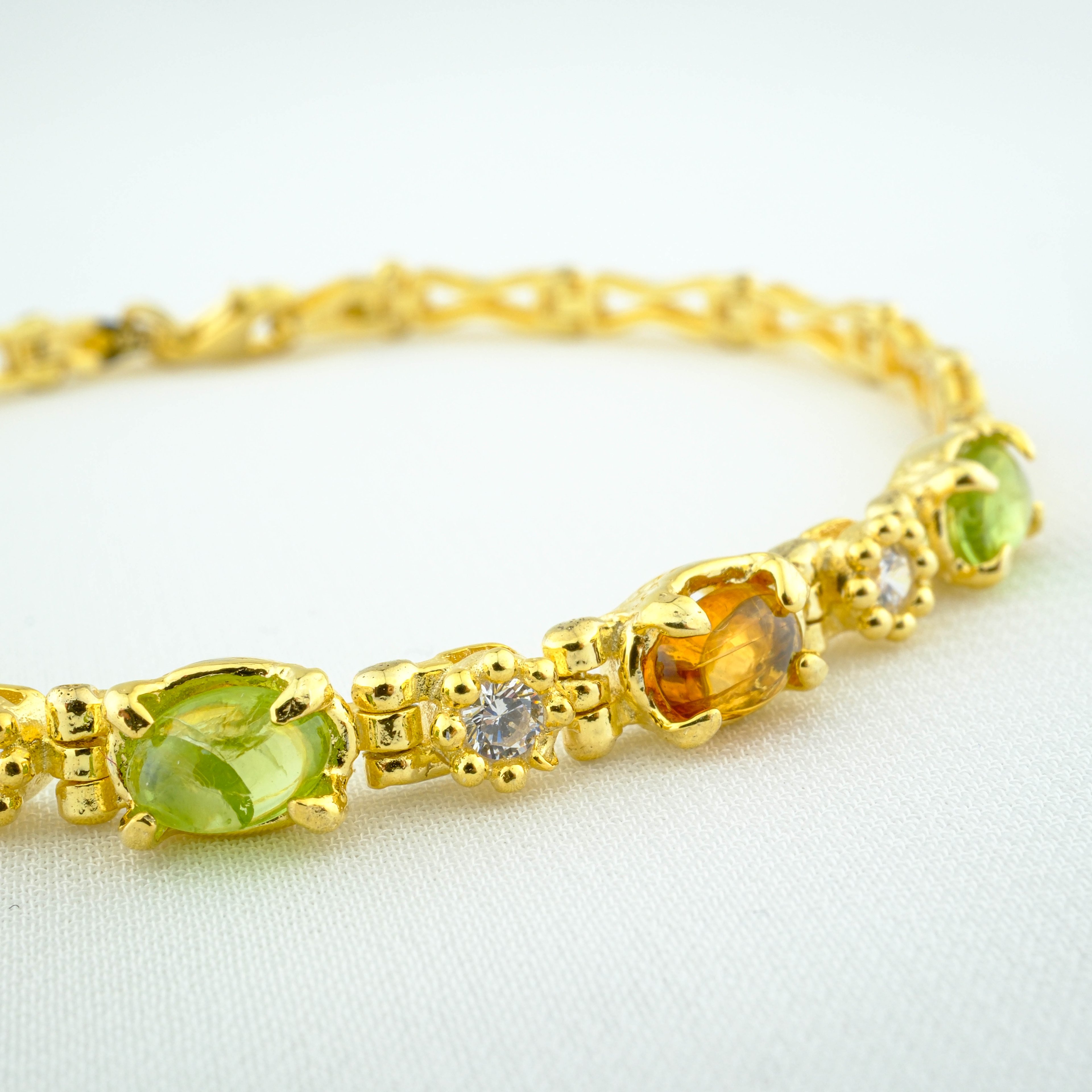 Renkli Turmalin Bileklik 925Ayar Gümüş Gold Kaplama %100 Garantili DoğalTaş