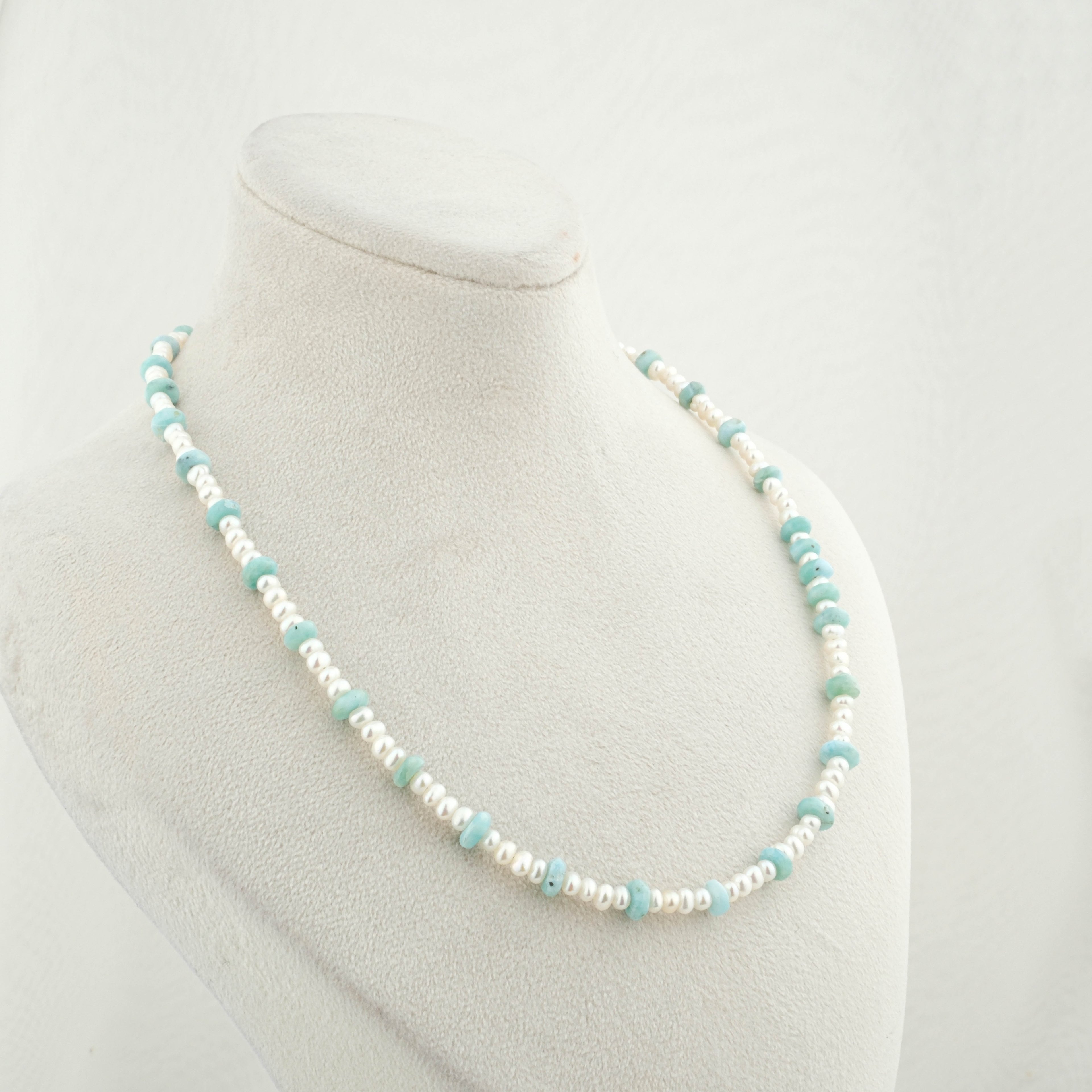 Kum inci-Larimar Kolye %100 Garantili DoğalTaş 