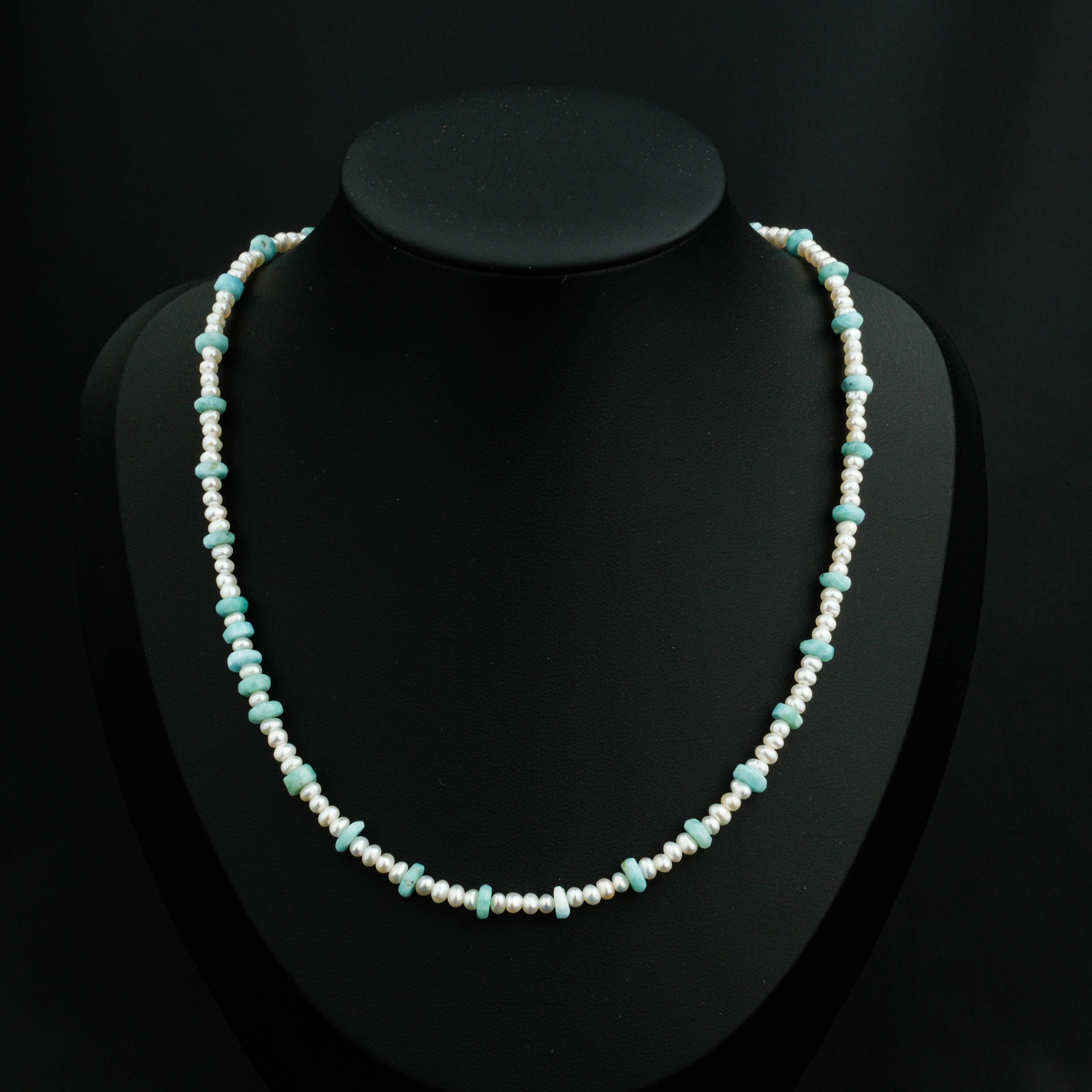 Kum inci-Larimar Kolye %100 Garantili DoğalTaş 