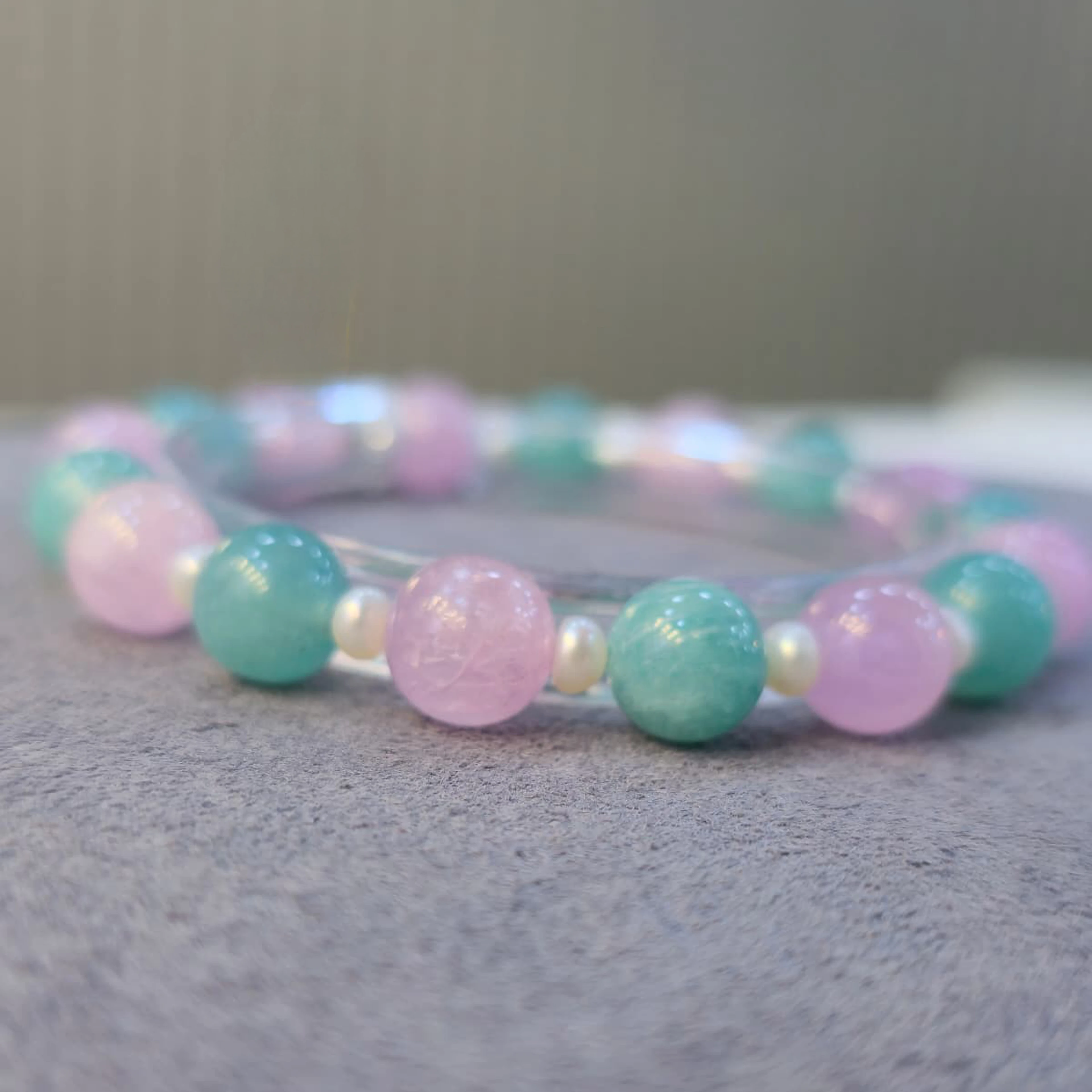 Kunzit Amazonit İnci Bileklik