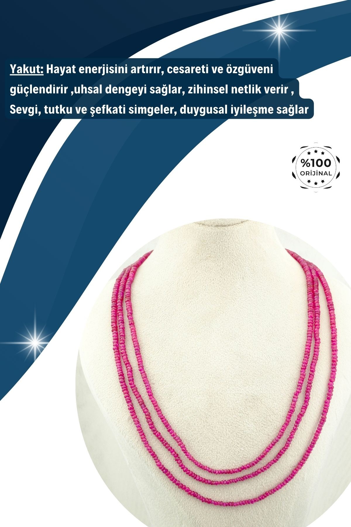 Yakut Mücevher Kesim Burma Kolye %100 Garantili DoğalTaş 