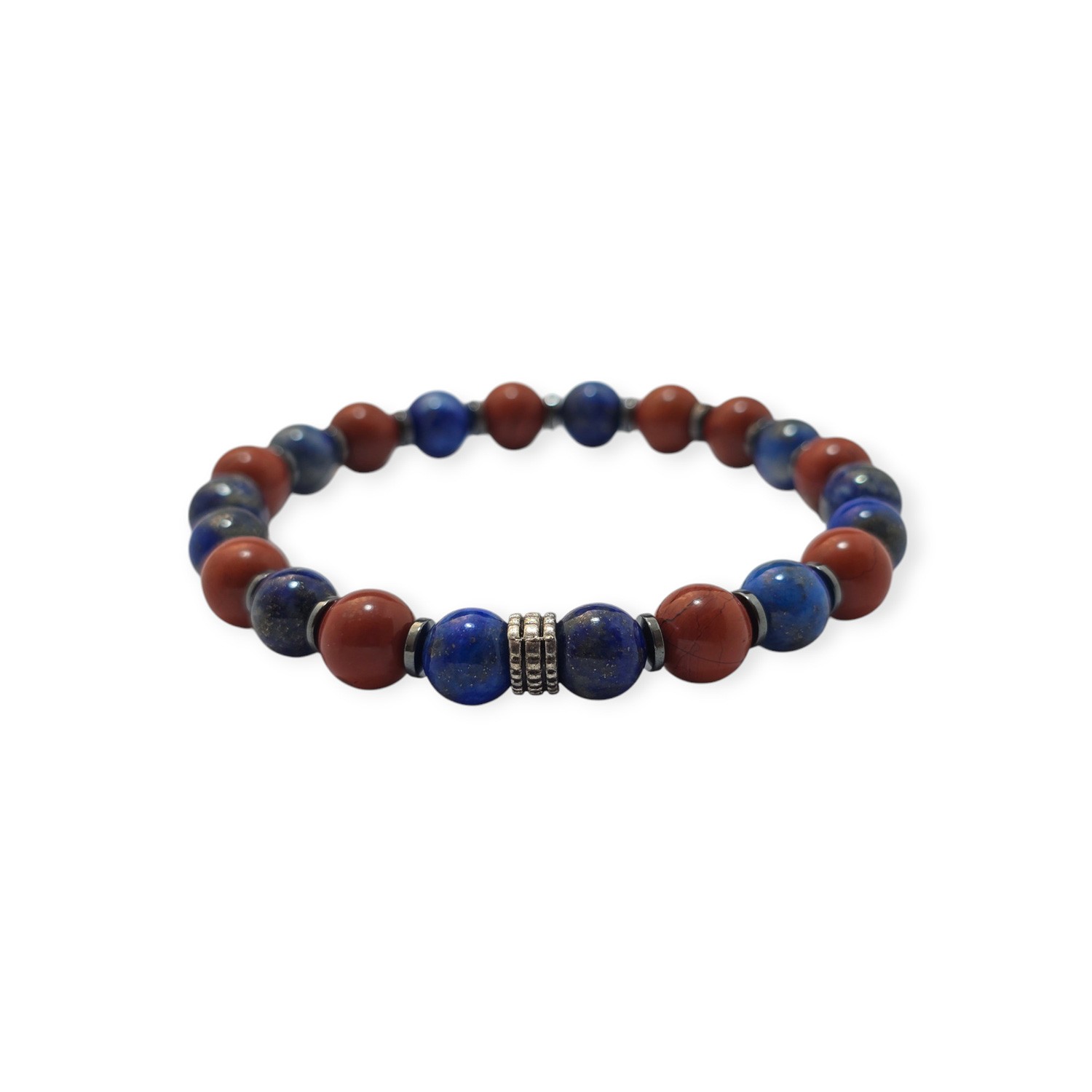 Lapis Lazuli- Jasper  8 mm Özel Tasarım Doğal Taş Bileklik