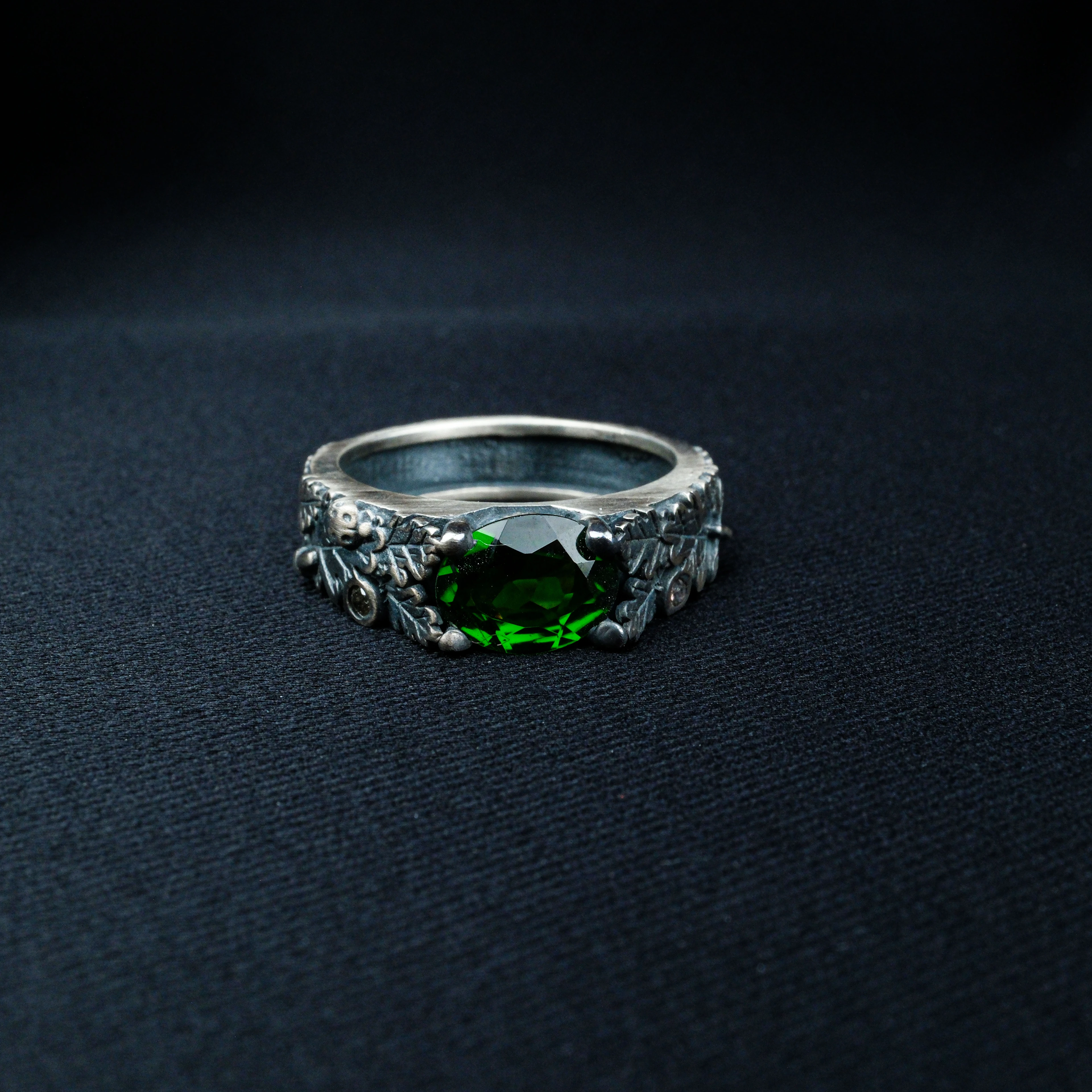 Yeşil Turmalin Özel 3D Tasarım Kadın Yüzük Garantili DoğalTaş 925Ayar Gümüş