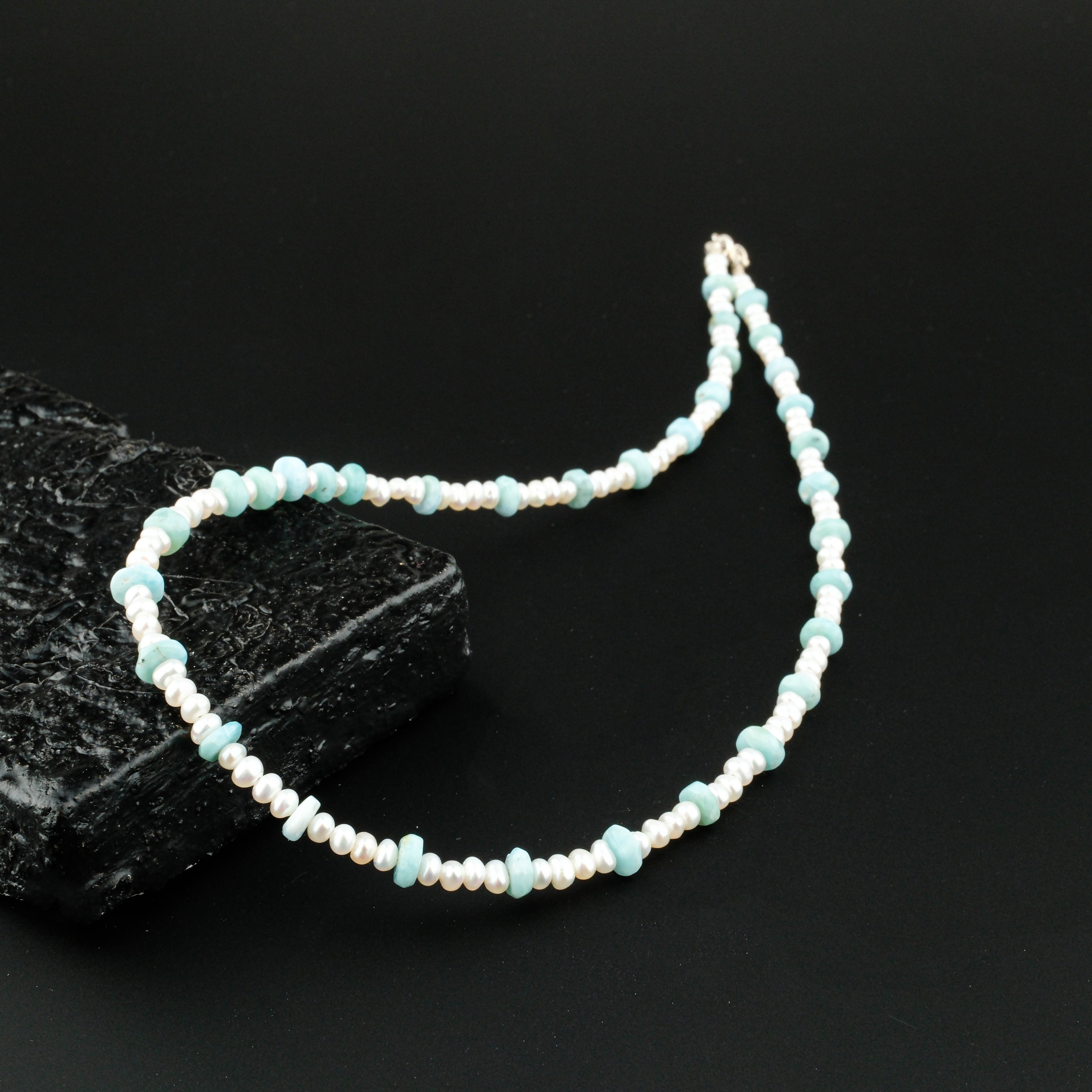 Kum inci-Larimar Kolye %100 Garantili DoğalTaş 