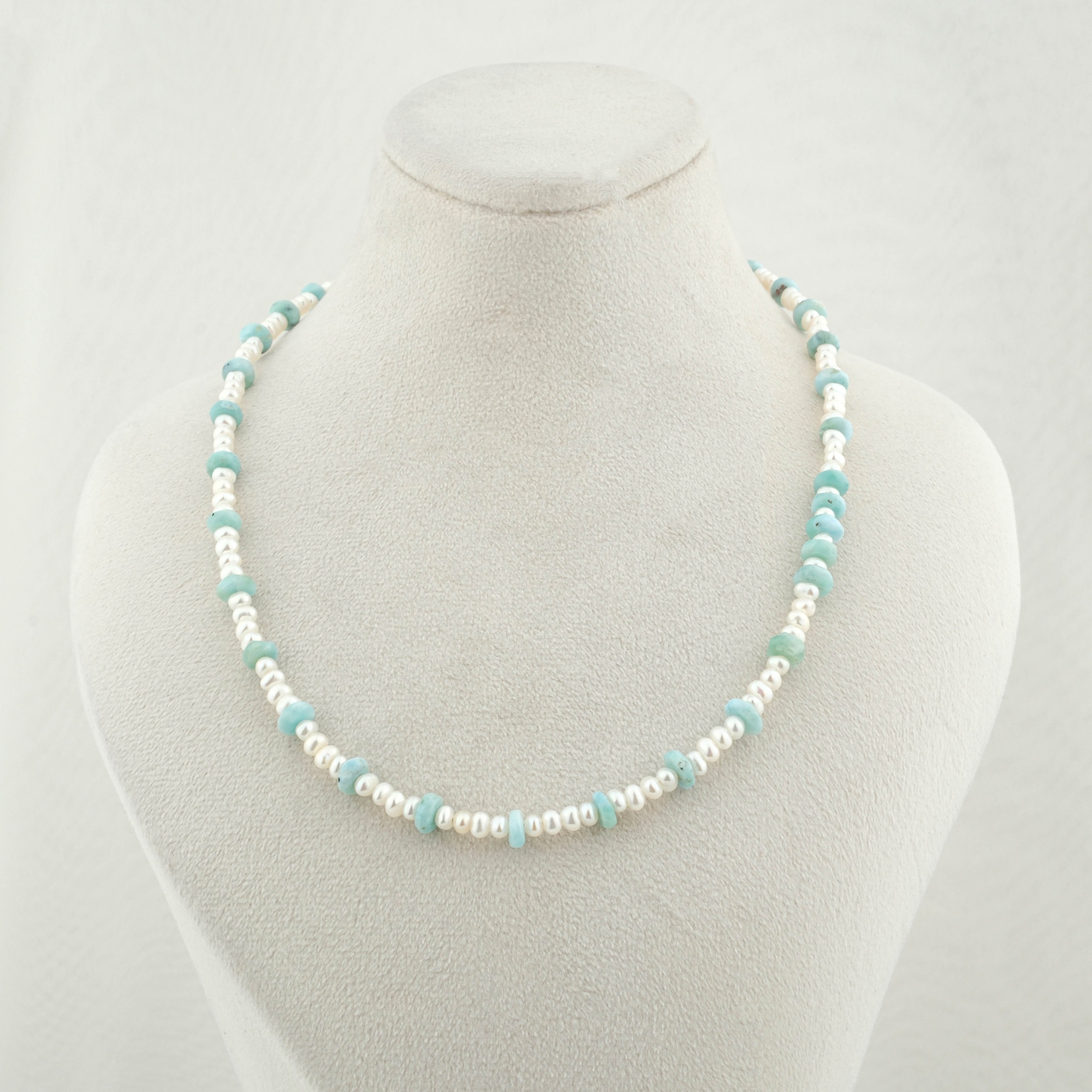 Kum inci-Larimar Kolye %100 Garantili DoğalTaş 