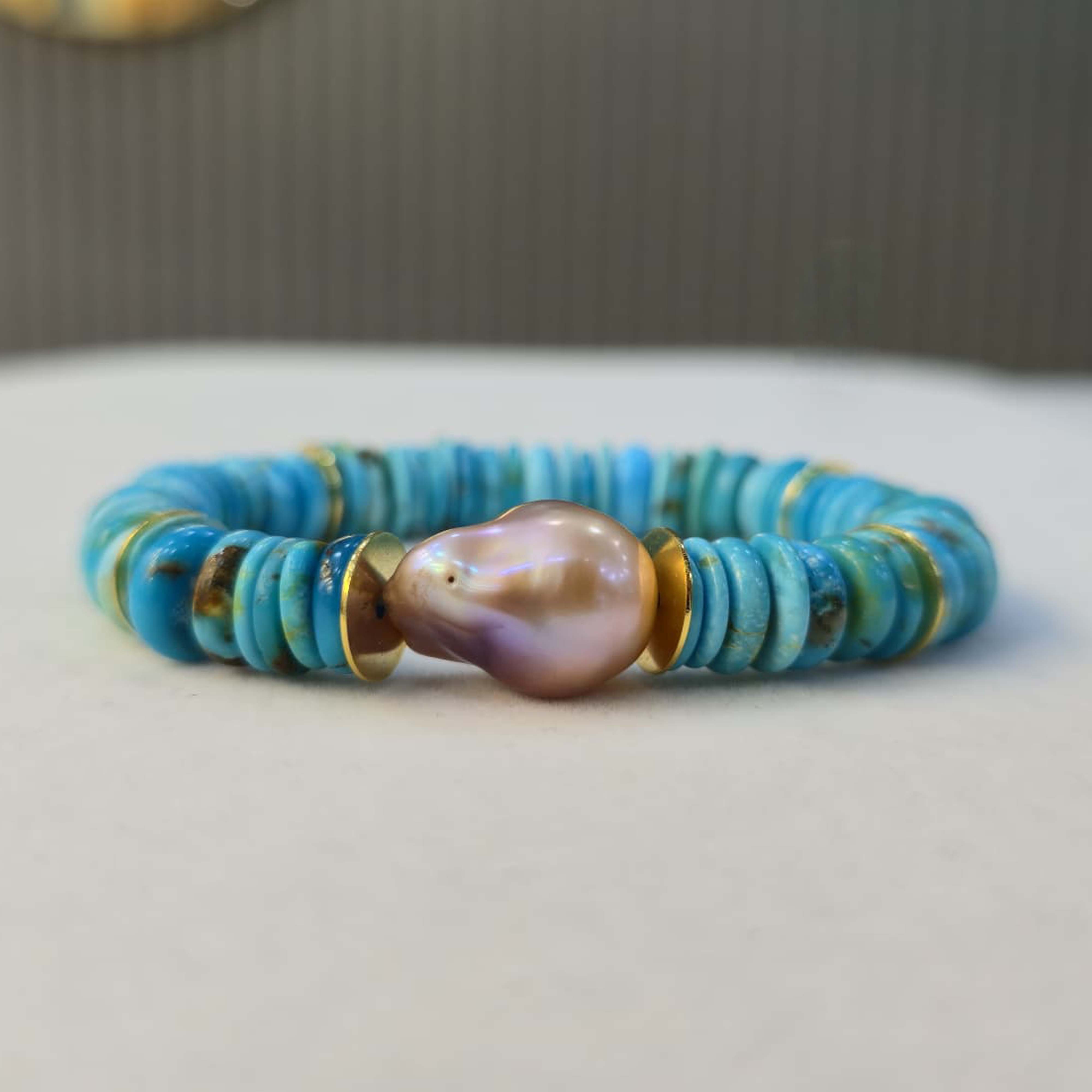 Orijinal Okyanus Tahiti İncisi ve İran Nişabur Turkuazı