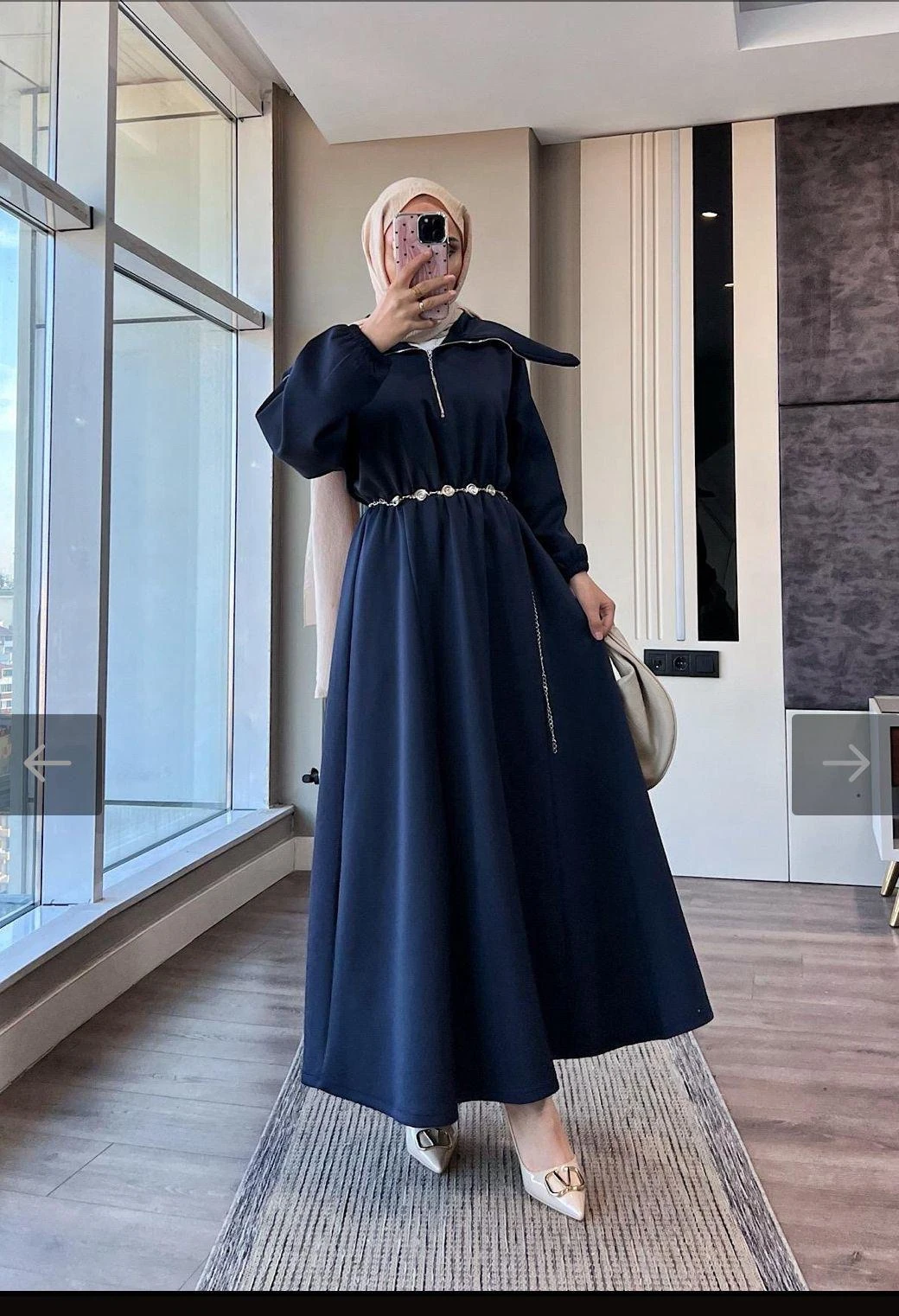 Fermuarlı Elbise Lacivert 