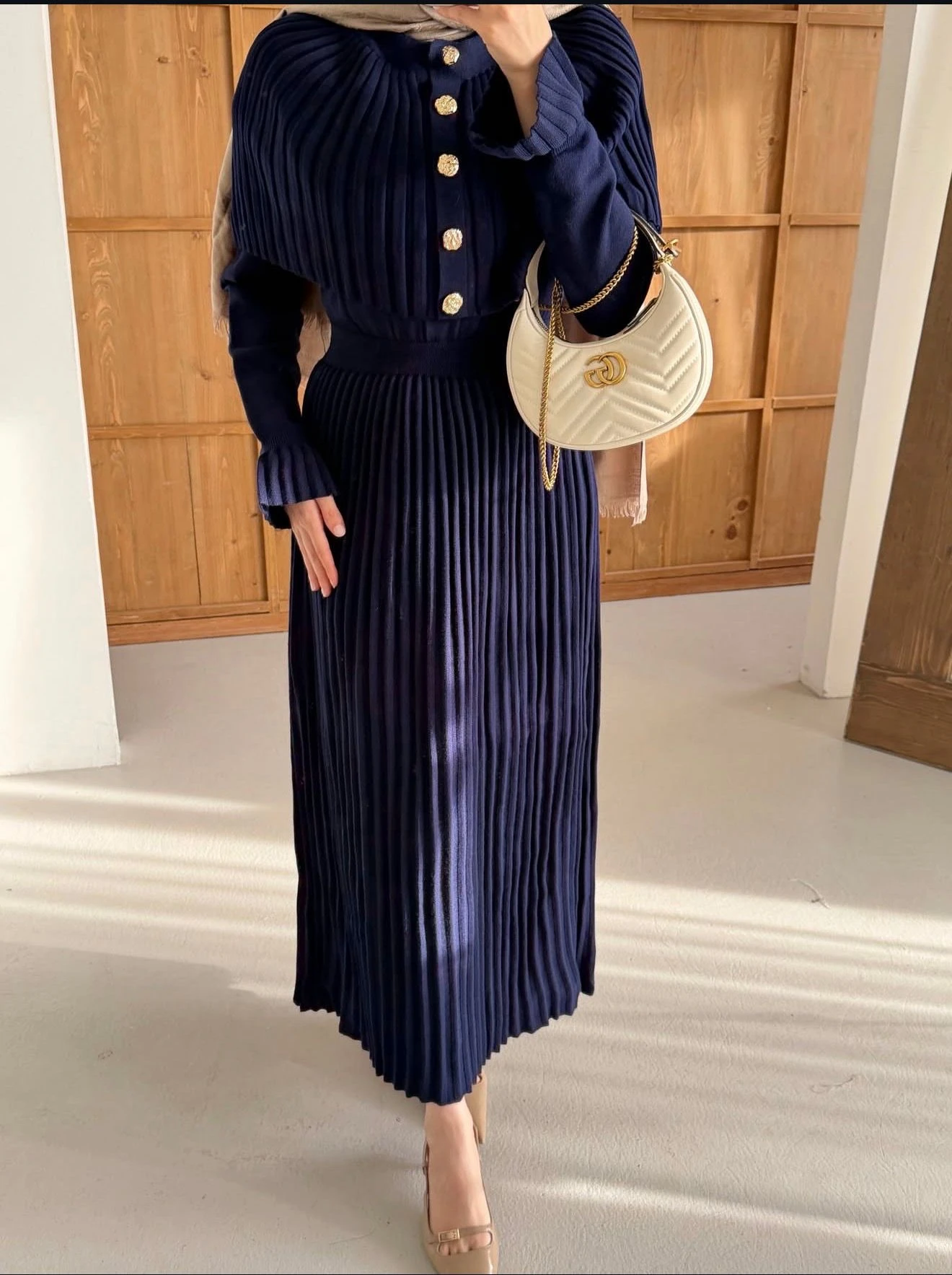 Pelerin Elbise Lacivert 