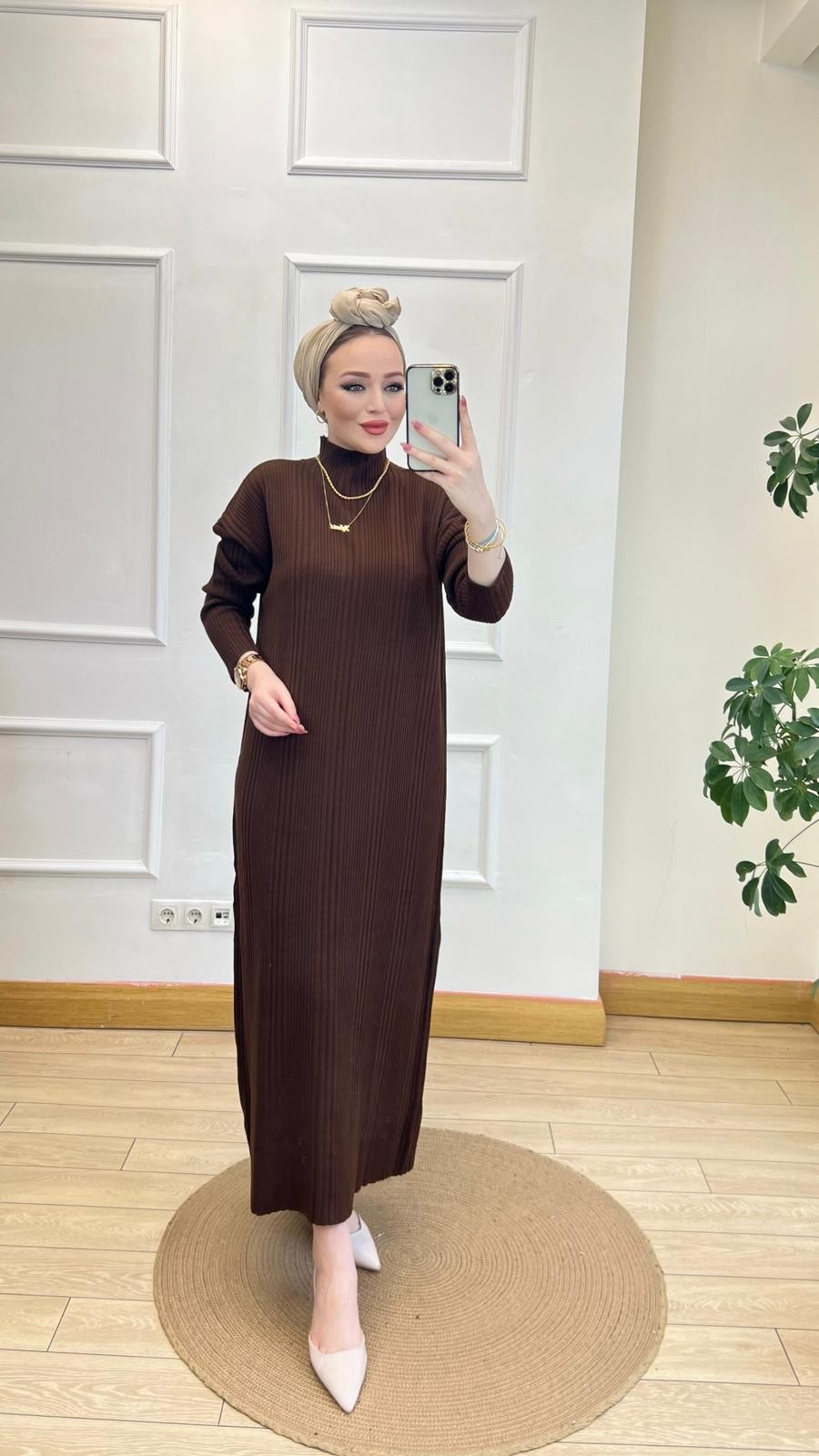 ESRA ELBİSE KAHVE