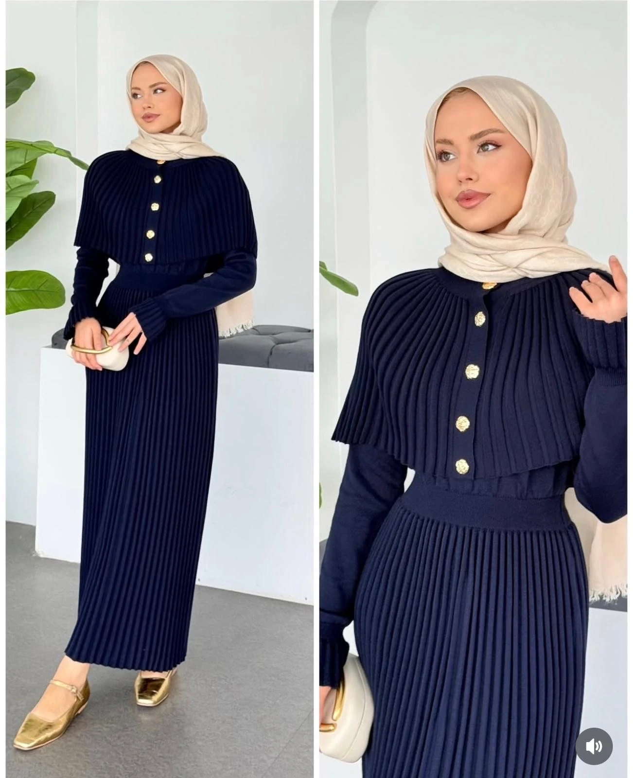 Pelerin Elbise Lacivert 