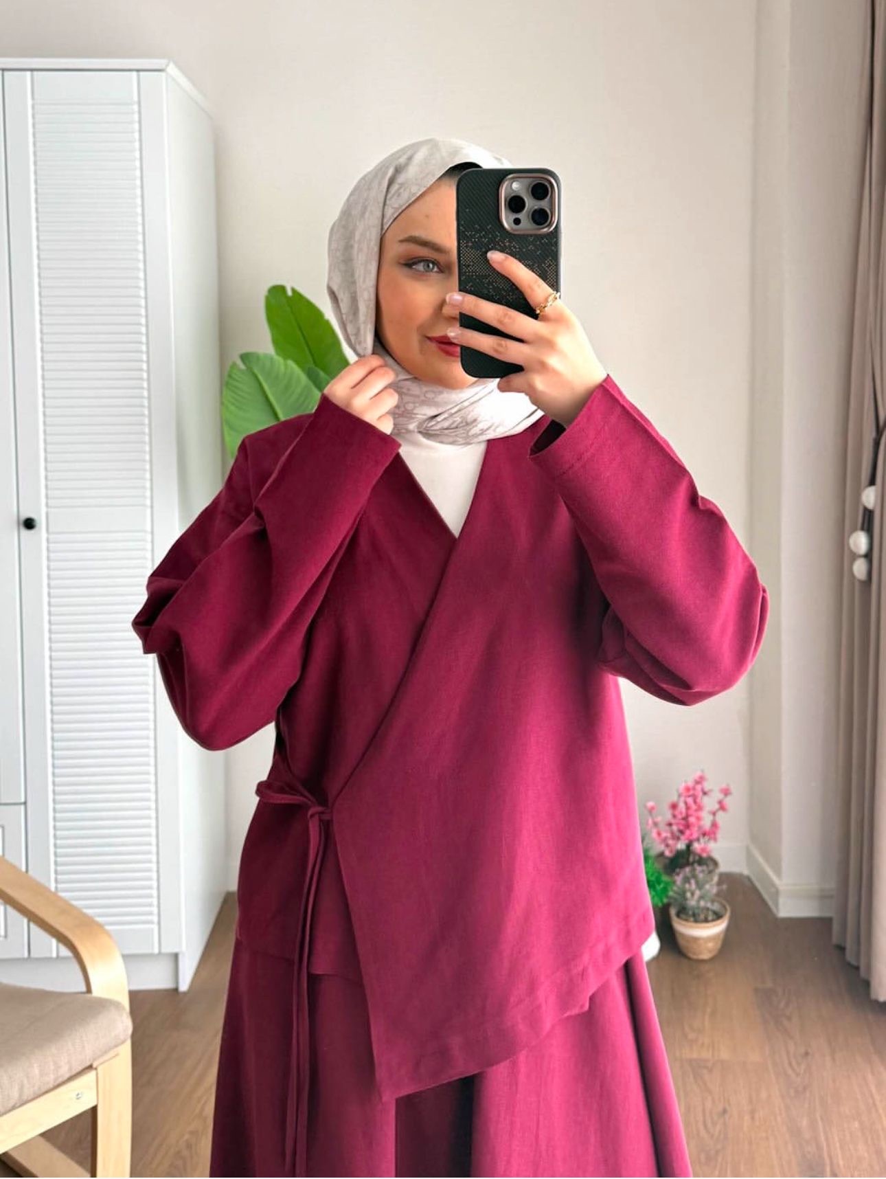 Keten Etekli Takım Bordo
