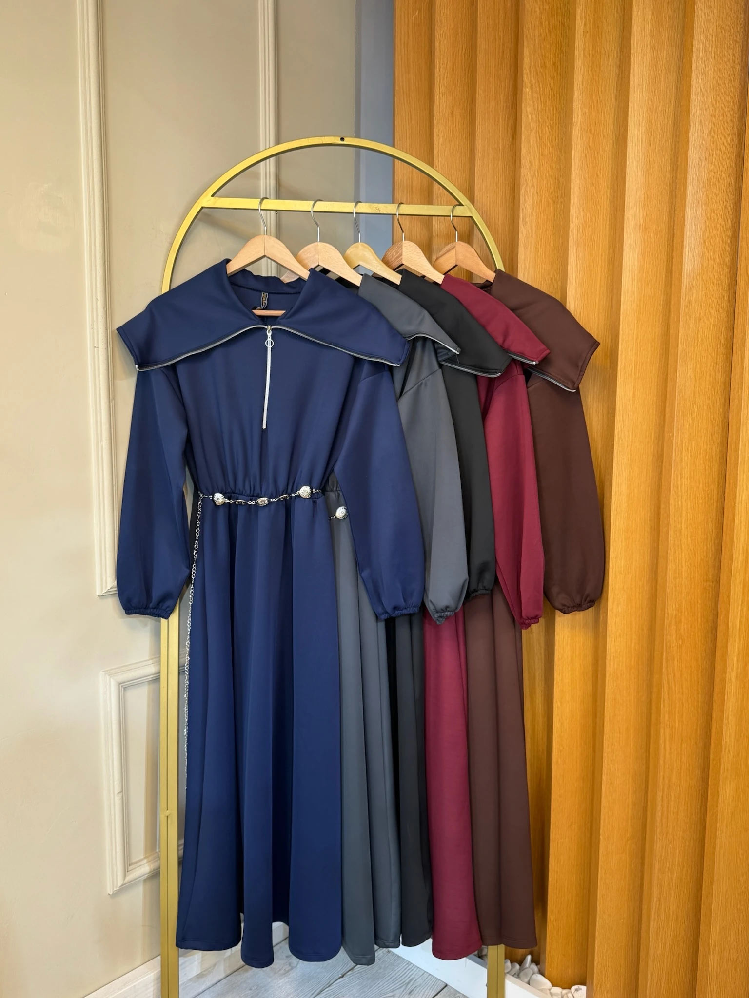 Fermuarlı Elbise Lacivert 