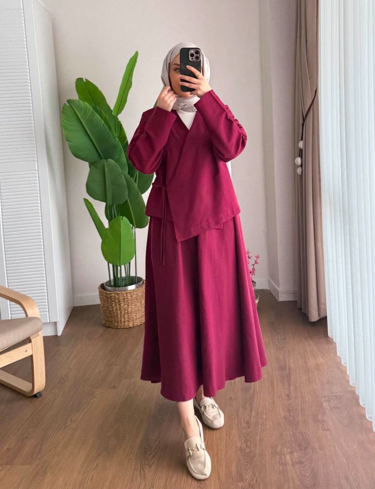 Keten Etekli Takım Bordo