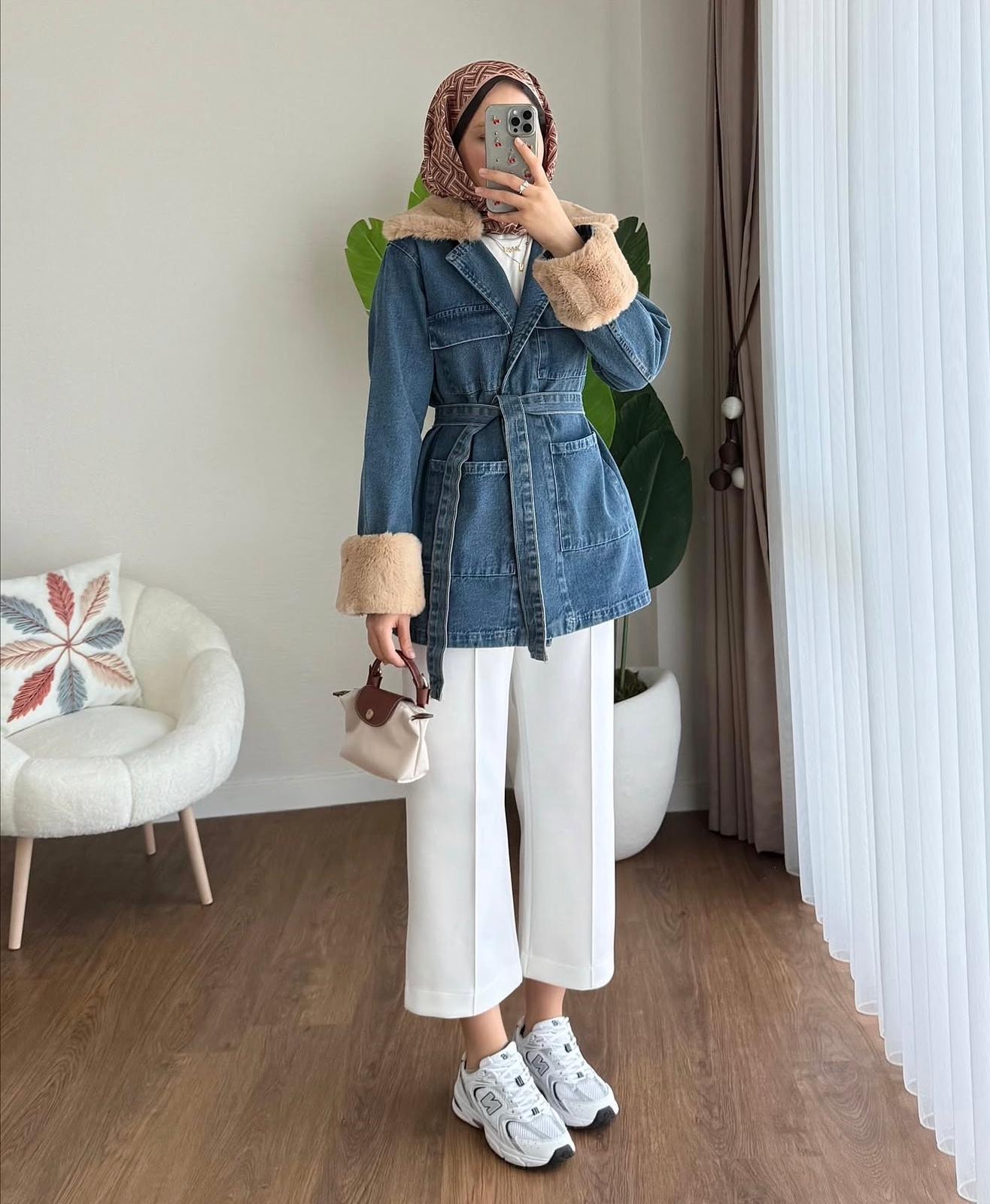 Kürk Kot Ceket Mavi