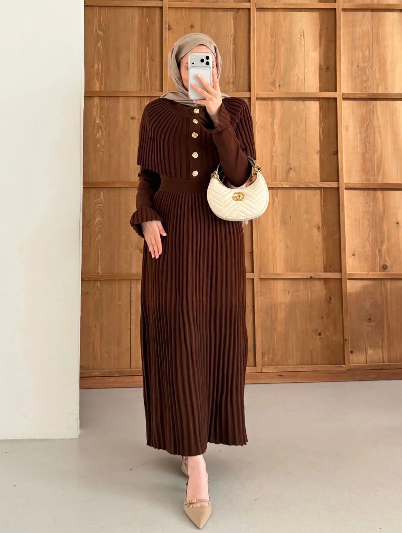 Pelerin Elbise Kahve 