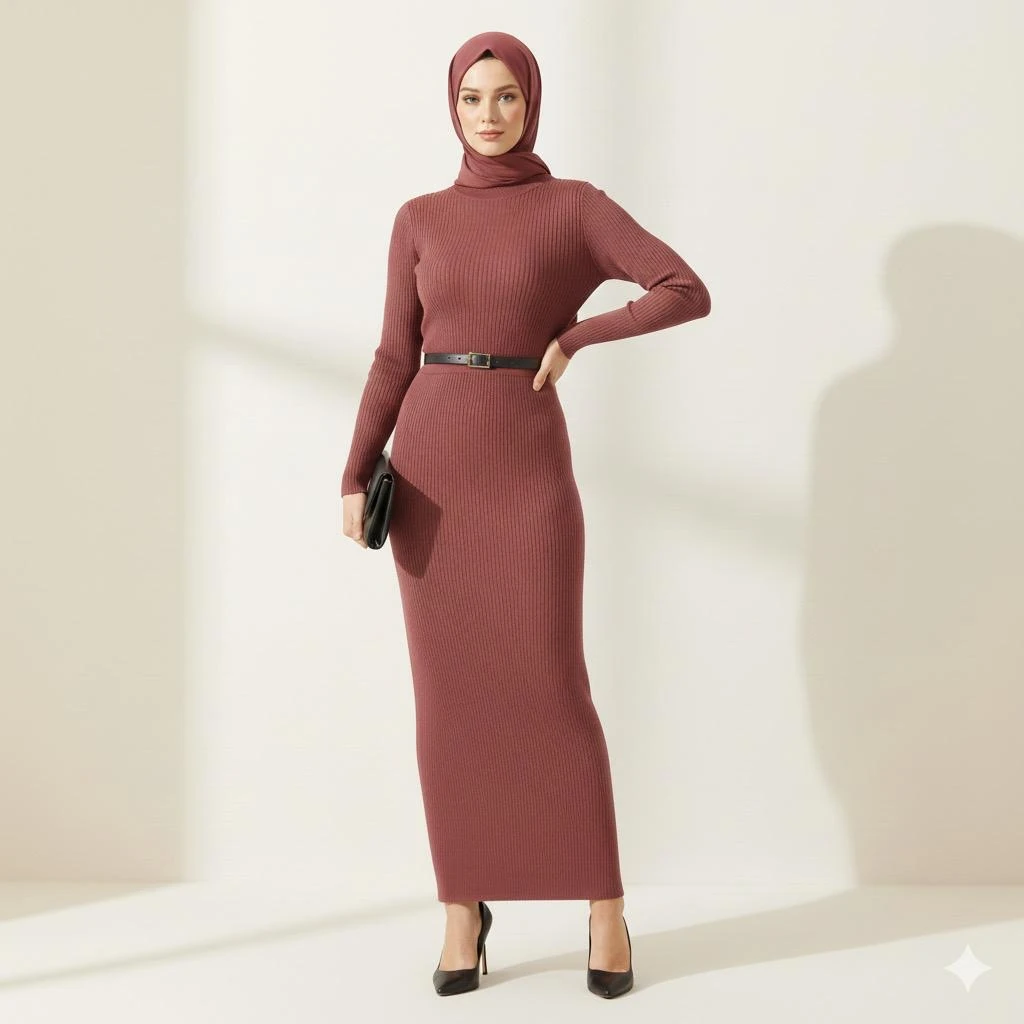 Triko Elbise Gül Kurusu