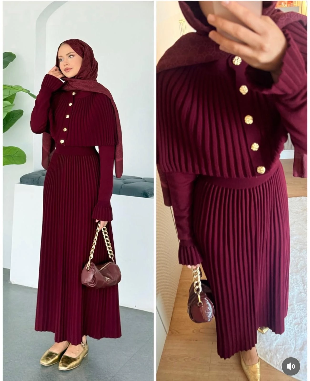 Pelerin Elbise Bordo 