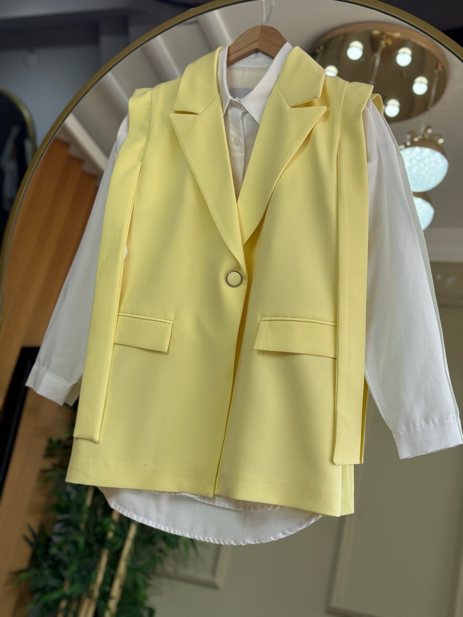 Sarı Blazer Yelek