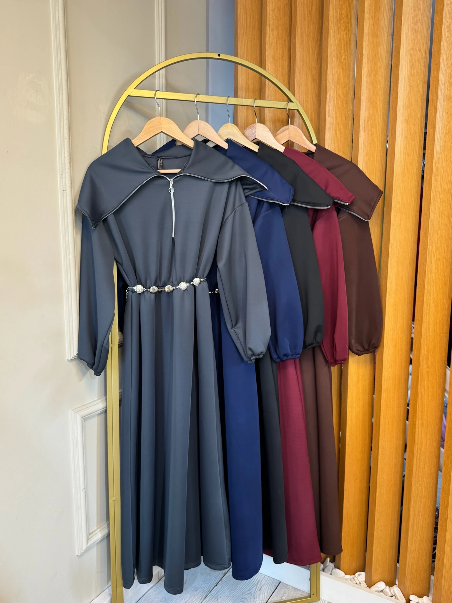 Fermuarlı Elbise Antrasit 