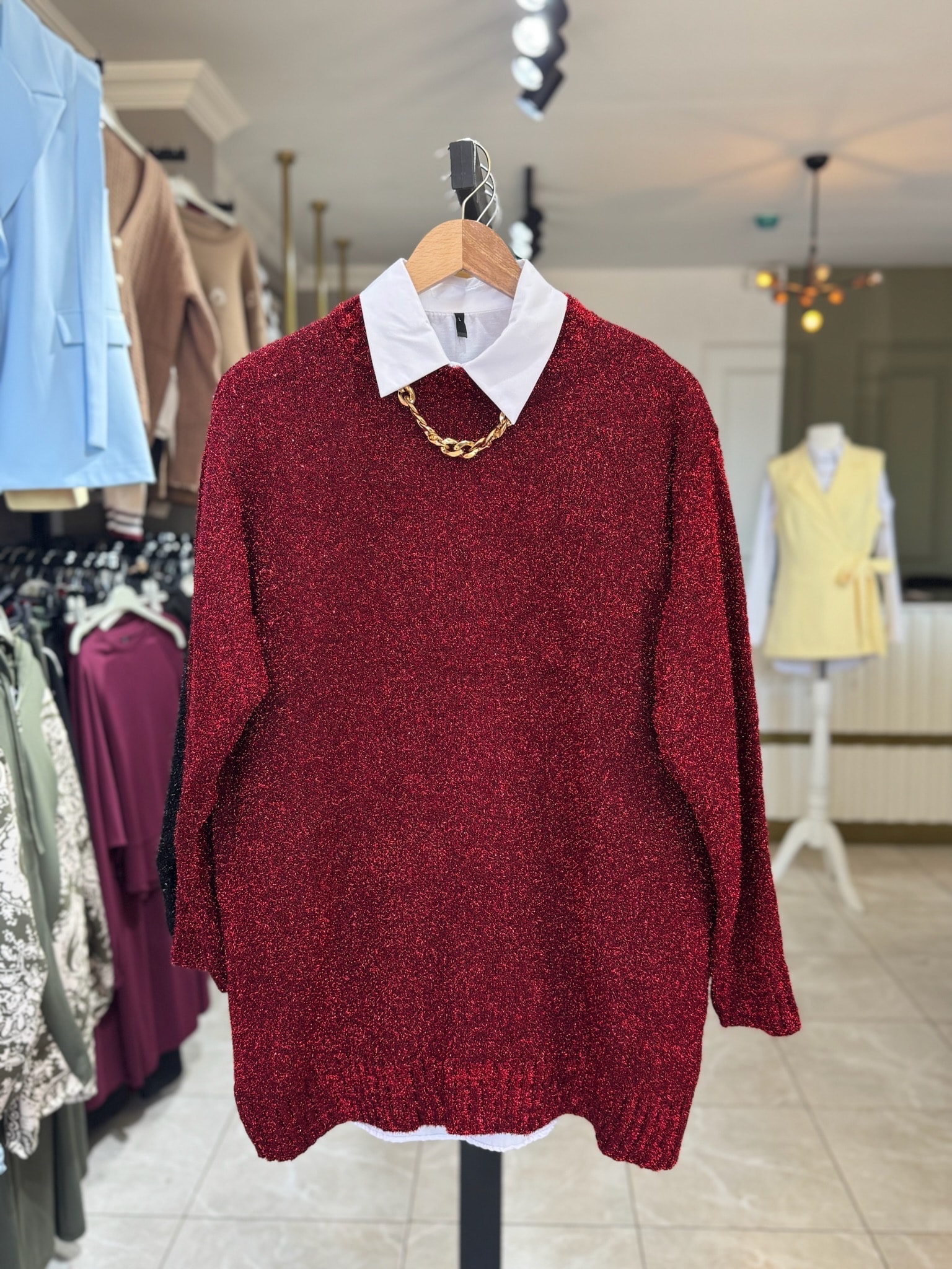 Simli Tunik Bordo