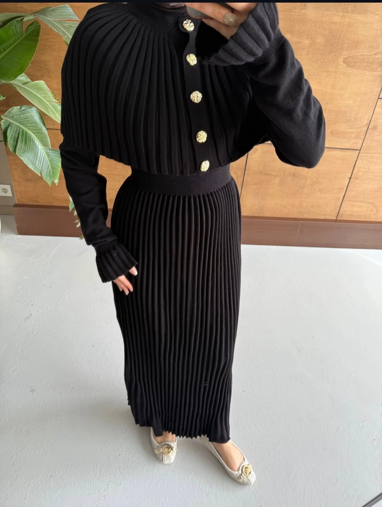 Pelerin Elbise Siyah